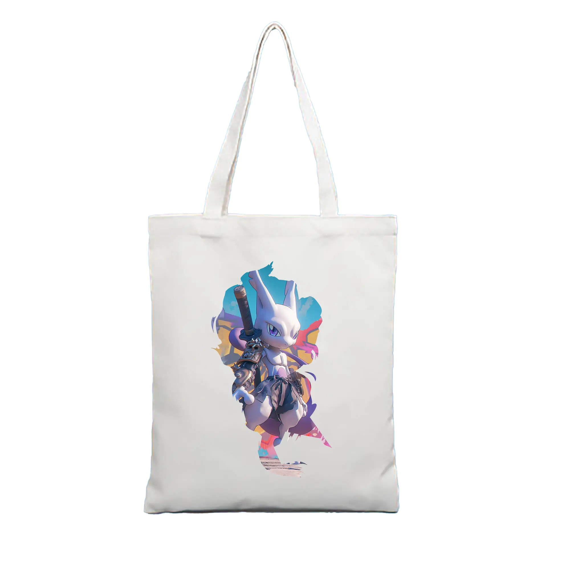 ポケモン グッズ,ミュウツー - 縦型キャンバス手提げバッグ（トートバッグ） ・ キャンバス素材 ・ ショッピング用 ・ 軽量 丈夫 お手入れ簡単