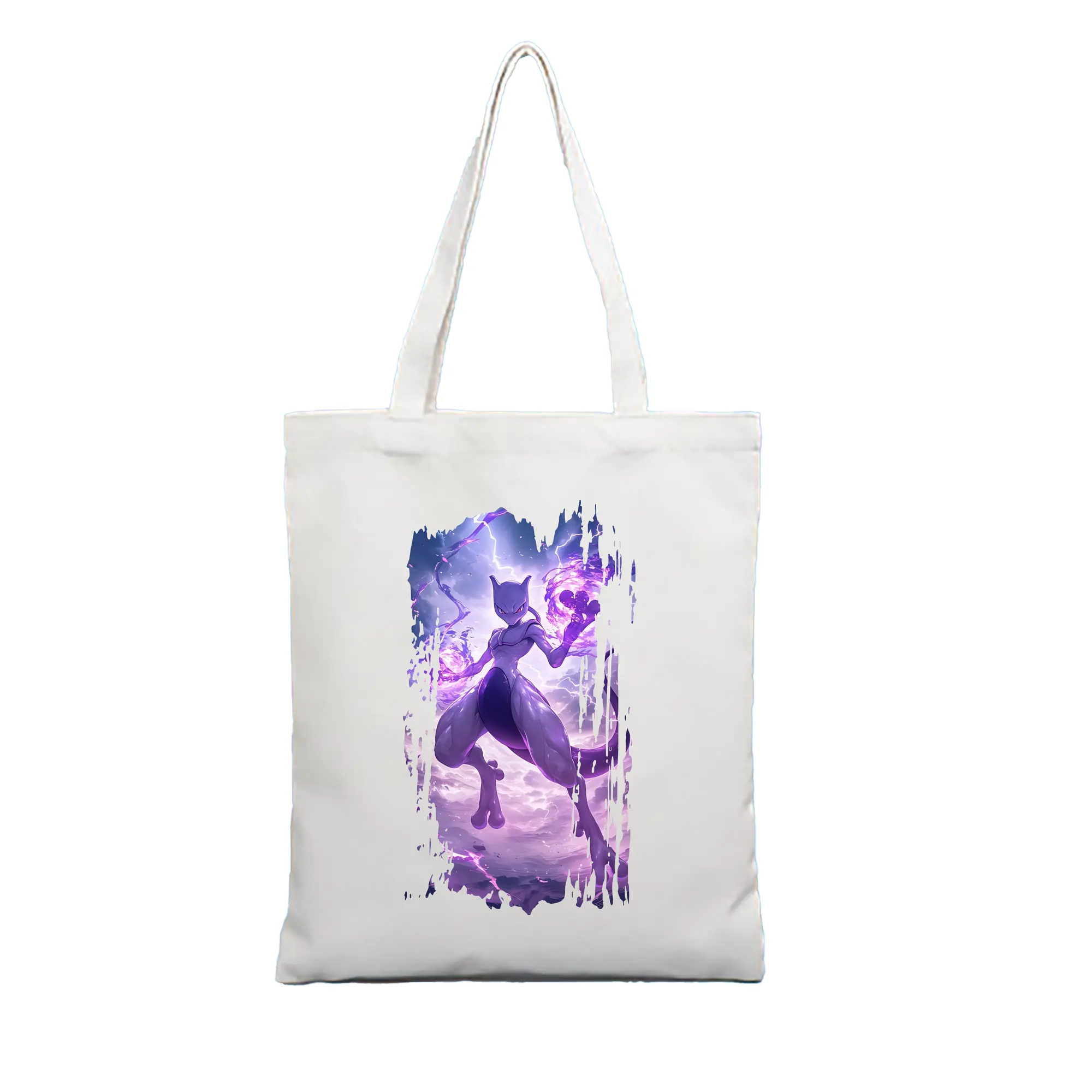 ポケモン グッズ,ミュウツー - 縦型キャンバス手提げバッグ（トートバッグ） ・ キャンバス素材 ・ ショッピング用 ・ 軽量 丈夫 お手入れ簡単