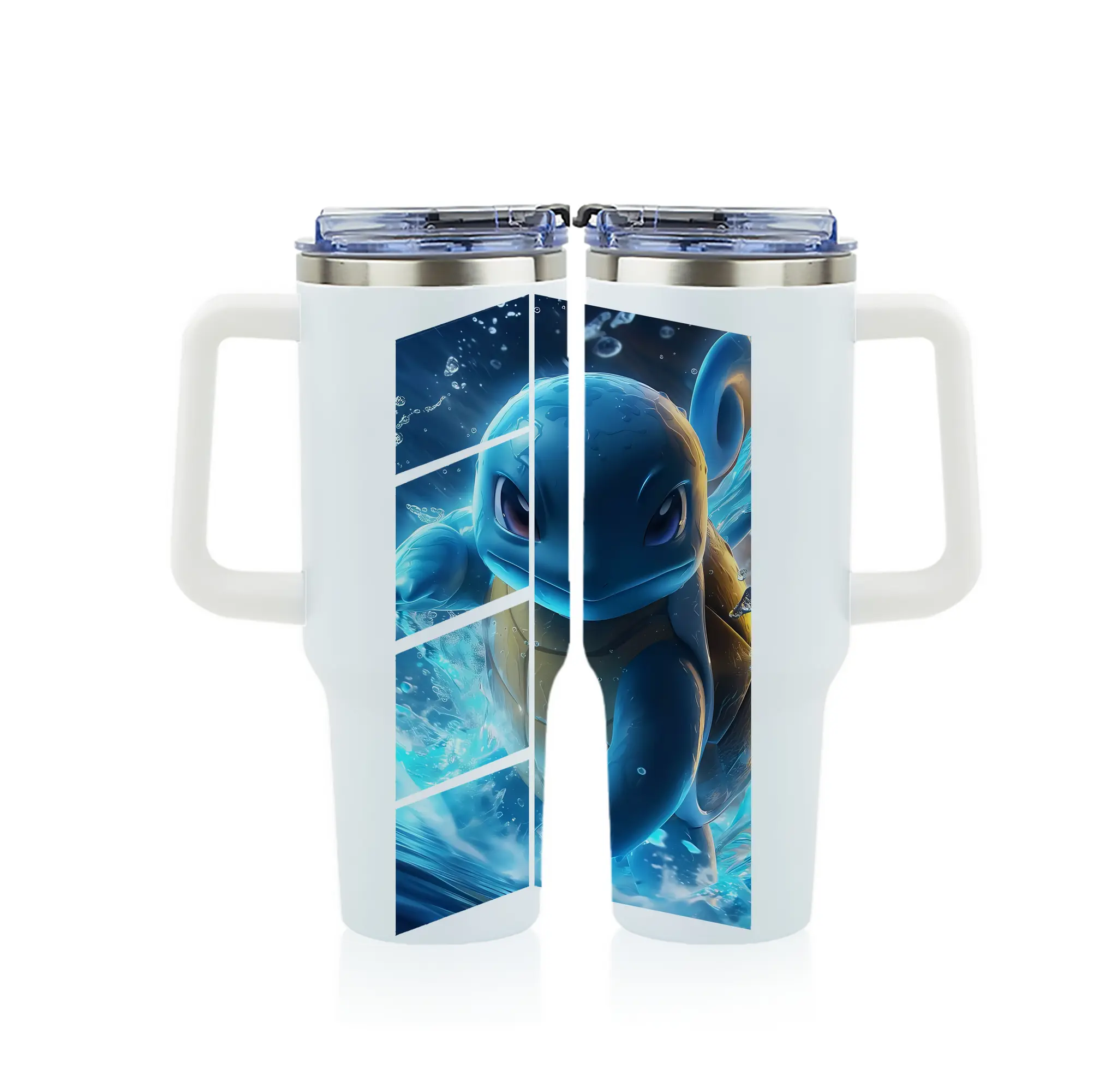 ポケモン グッズ,ゼニガメ - 1200mL フルプリント車用タンブラー ・ 304ステンレス 内側 ・ 201ステンレス 外側 ・ 保温 保冷 ・ 通勤 ドライブ アウトドア用