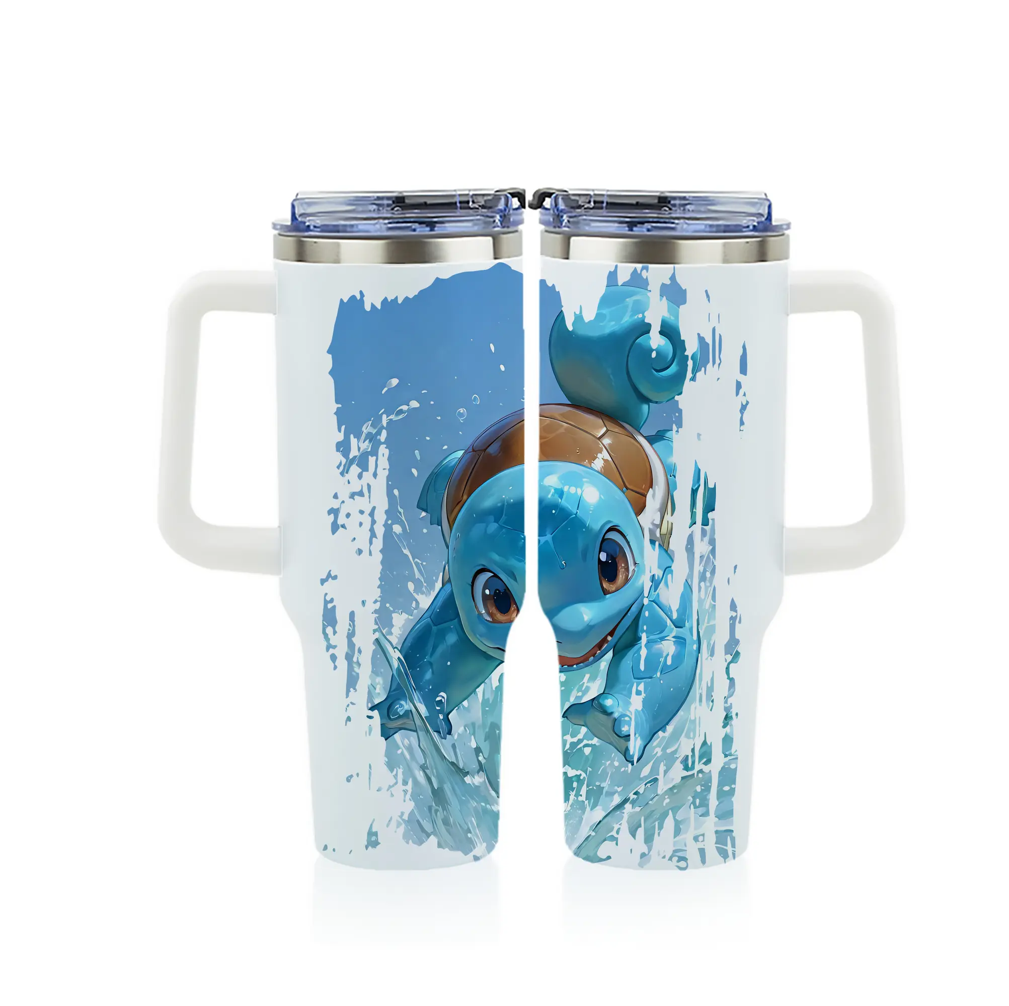 ポケモン グッズ,ゼニガメ - 1200mL フルプリント車用タンブラー ・ 304ステンレス 内側 ・ 201ステンレス 外側 ・ 保温 保冷 ・ 通勤 ドライブ アウトドア用