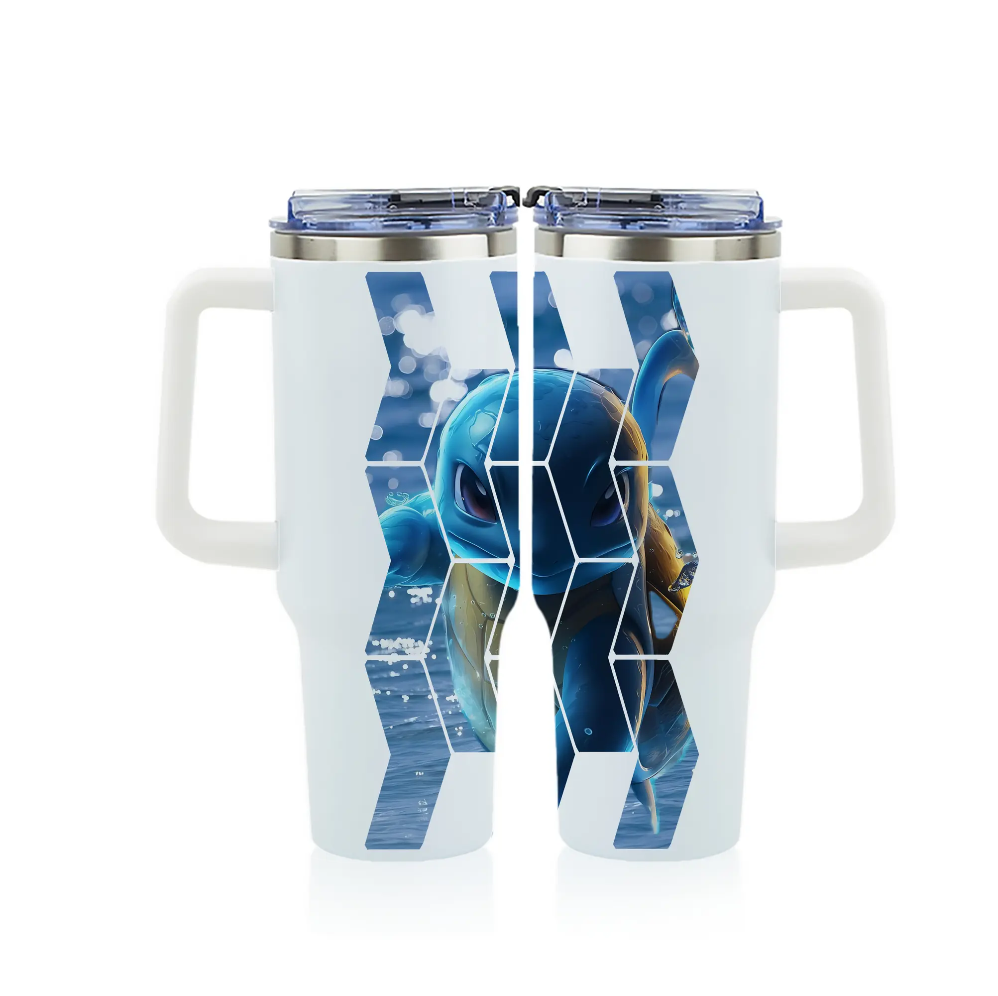 ポケモン グッズ,ゼニガメ - 1200mL フルプリント車用タンブラー ・ 304ステンレス 内側 ・ 201ステンレス 外側 ・ 保温 保冷 ・ 通勤 ドライブ アウトドア用