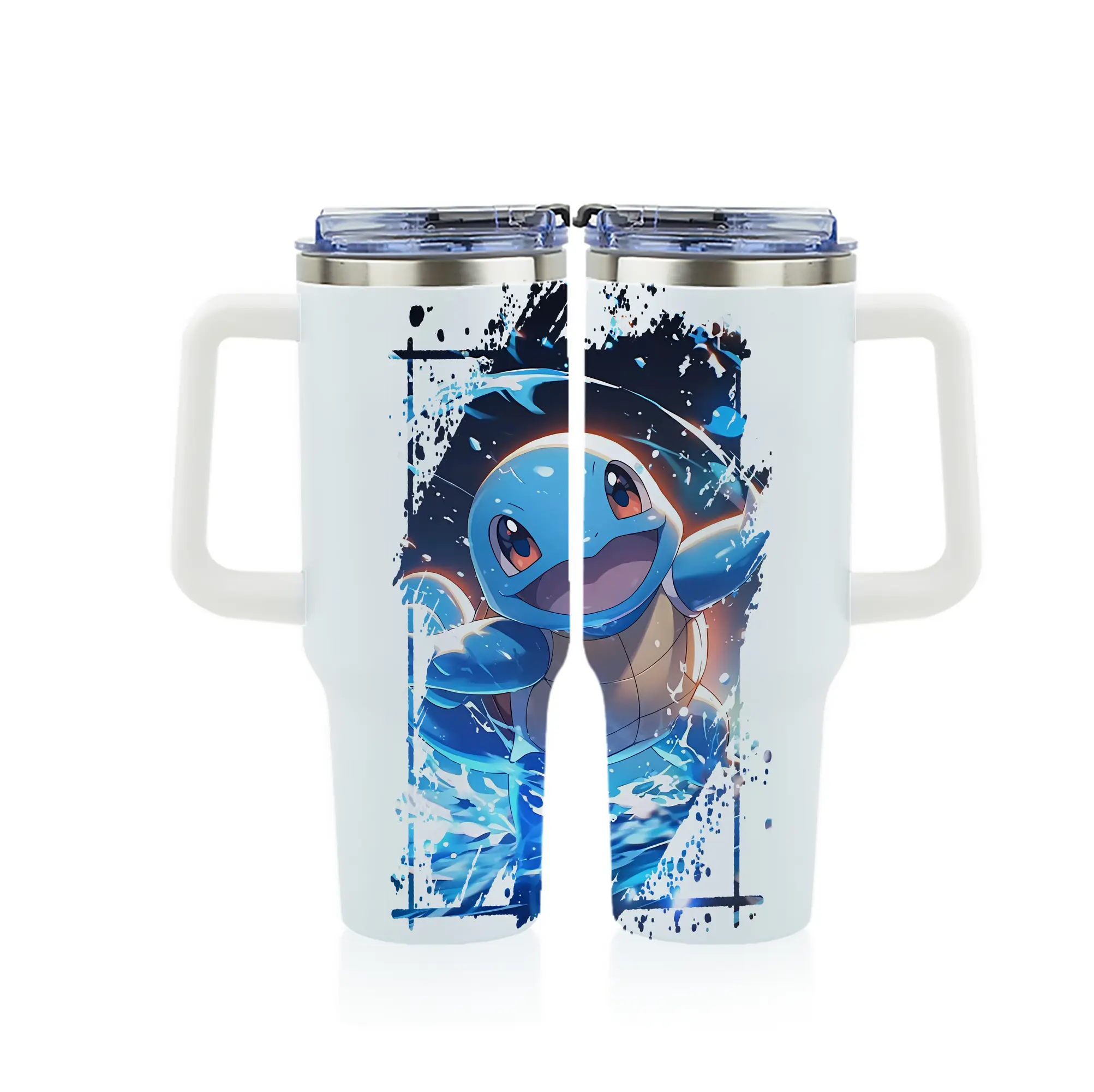 ポケモン グッズ,ゼニガメ - 1200mL フルプリント車用タンブラー ・ 304ステンレス 内側 ・ 201ステンレス 外側 ・ 保温 保冷 ・ 通勤 ドライブ アウトドア用