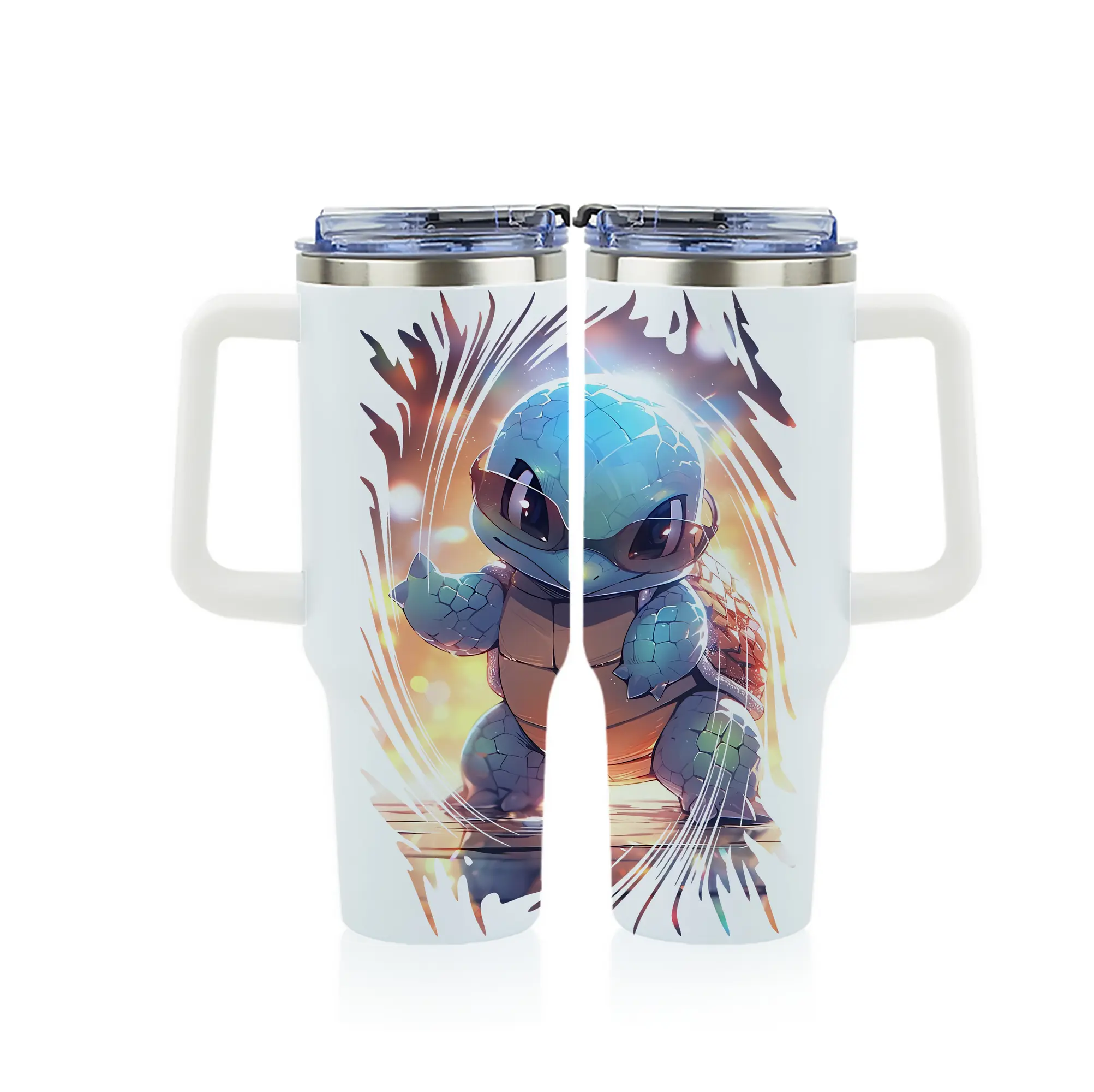 ポケモン グッズ,ゼニガメ - 1200mL フルプリント車用タンブラー ・ 304ステンレス 内側 ・ 201ステンレス 外側 ・ 保温 保冷 ・ 通勤 ドライブ アウトドア用