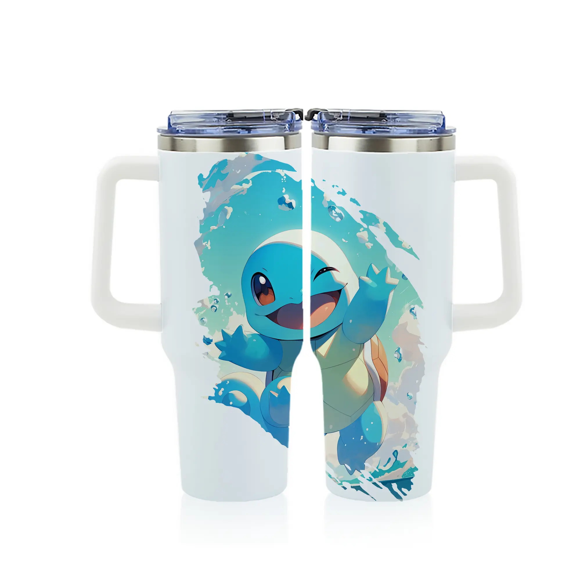 ポケモン グッズ,ゼニガメ - 1200mL フルプリント車用タンブラー ・ 304ステンレス 内側 ・ 201ステンレス 外側 ・ 保温 保冷 ・ 通勤 ドライブ アウトドア用