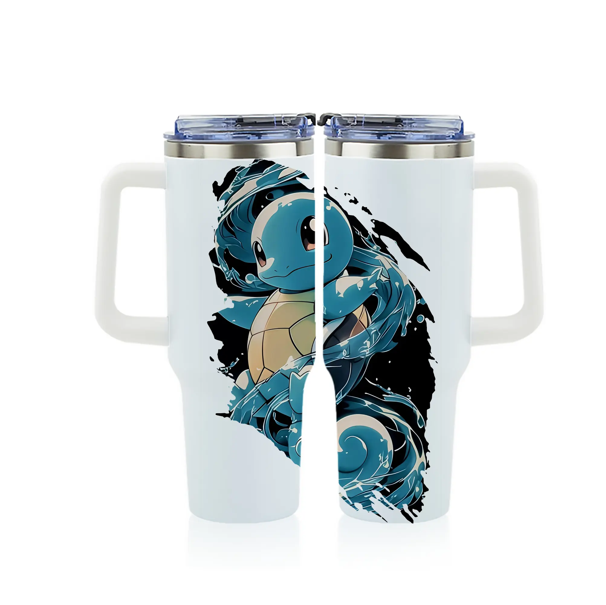 ポケモン グッズ,ゼニガメ - 1200mL フルプリント車用タンブラー ・ 304ステンレス 内側 ・ 201ステンレス 外側 ・ 保温 保冷 ・ 通勤 ドライブ アウトドア用