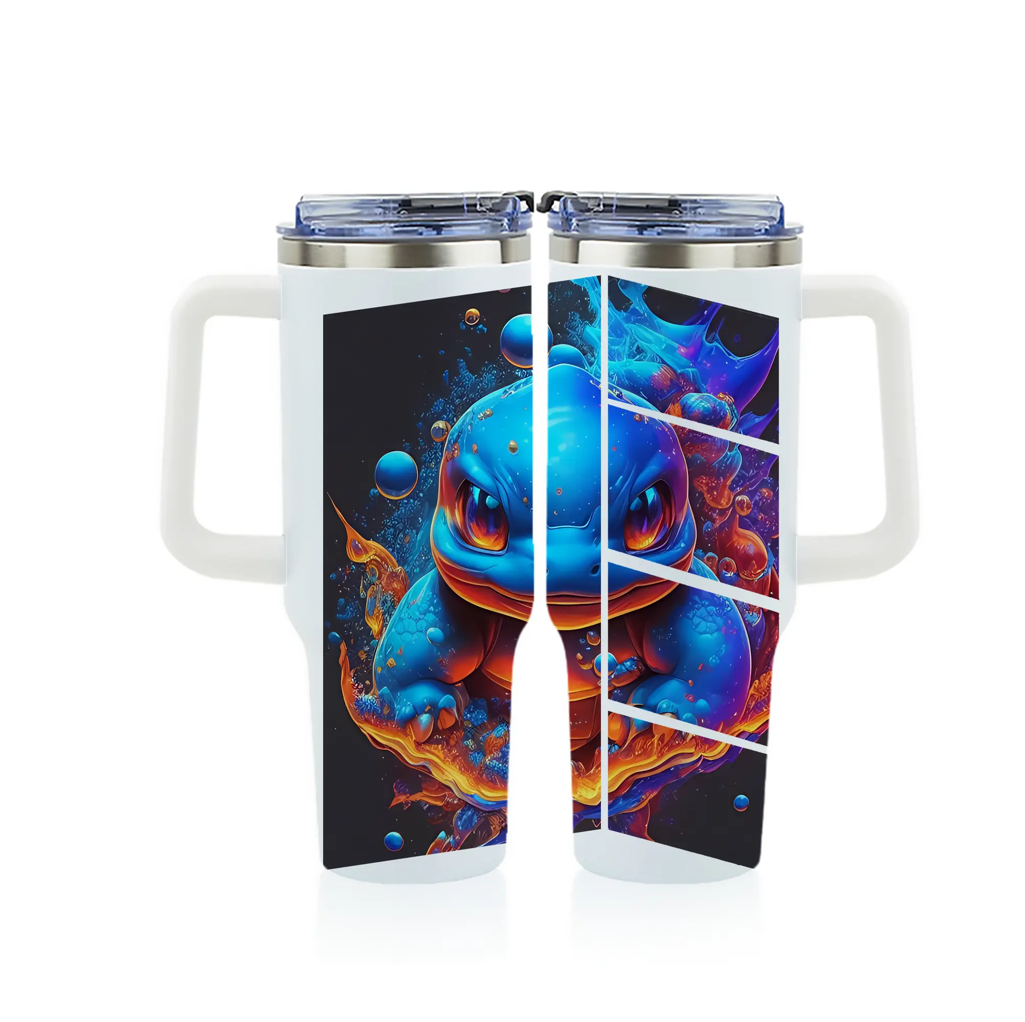 ポケモン グッズ,ゼニガメ - 1200mL フルプリント車用タンブラー ・ 304ステンレス 内側 ・ 201ステンレス 外側 ・ 保温 保冷 ・ 通勤 ドライブ アウトドア用