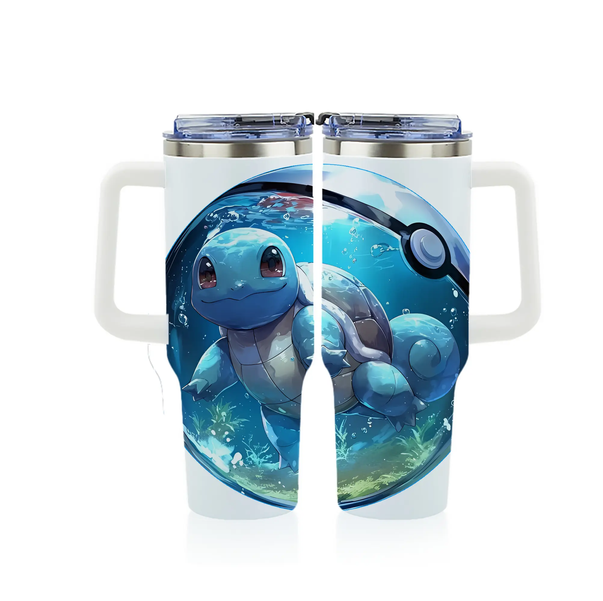 ポケモン グッズ,ゼニガメ - 1200mL フルプリント車用タンブラー ・ 304ステンレス 内側 ・ 201ステンレス 外側 ・ 保温 保冷 ・ 通勤 ドライブ アウトドア用