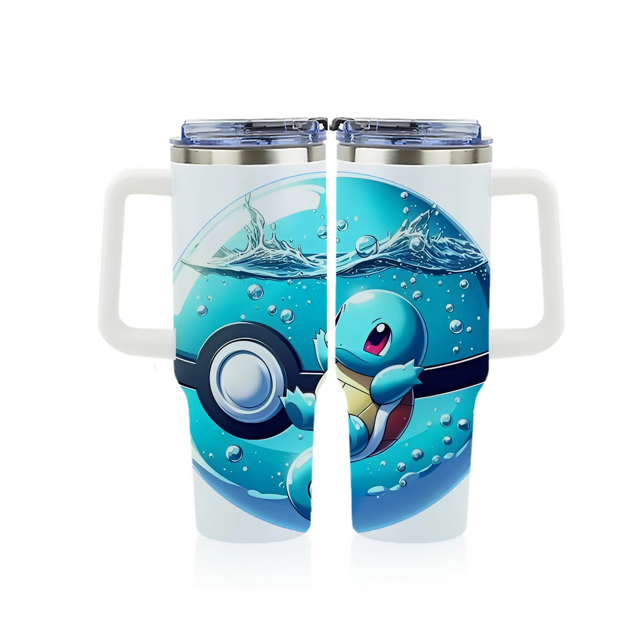 ポケモン グッズ,ゼニガメ - 1200mL フルプリント車用タンブラー ・ 304ステンレス 内側 ・ 201ステンレス 外側 ・ 保温 保冷 ・ 通勤 ドライブ アウトドア用