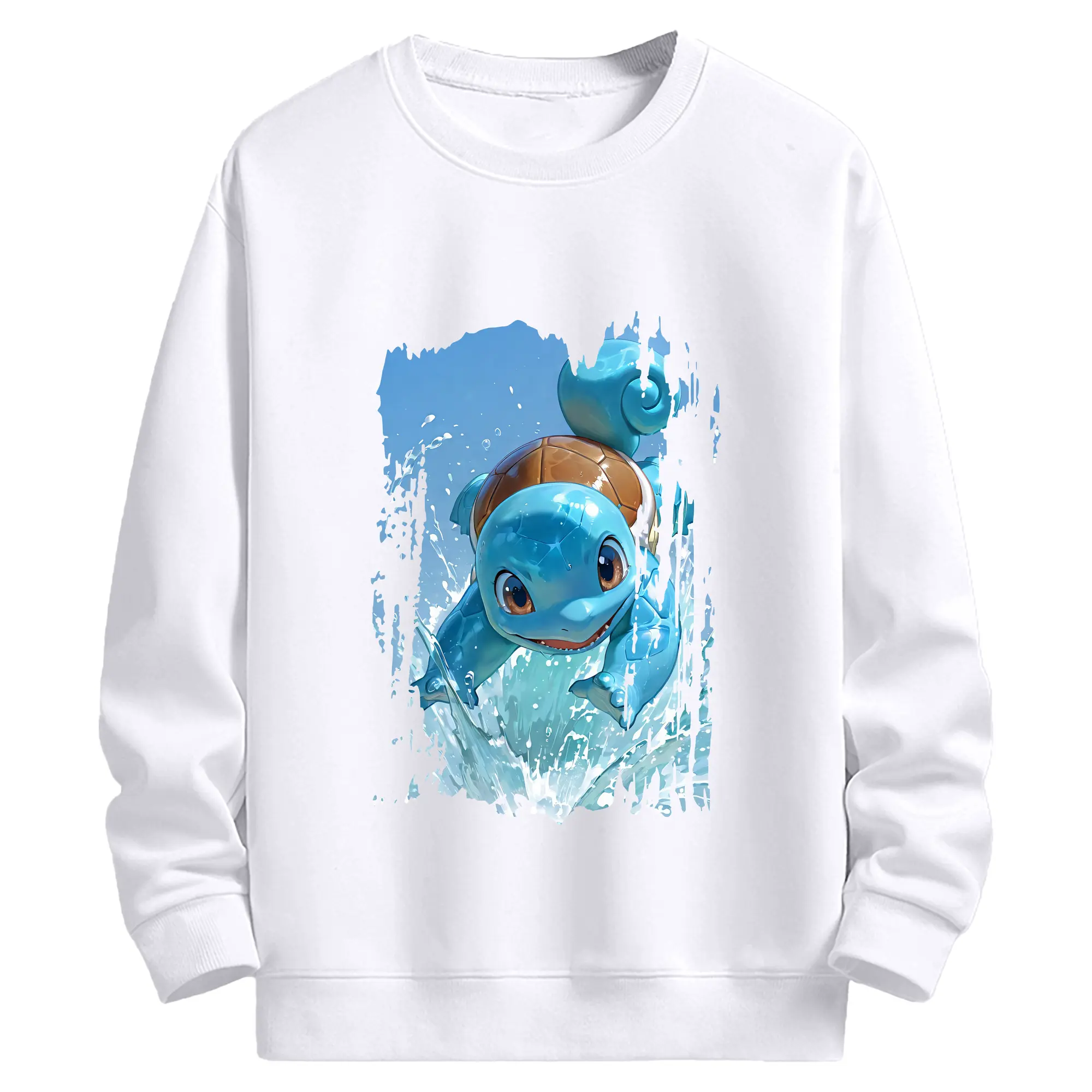 ポケモン グッズ,ゼニガメ - 高品質 クルーネック スウェット ・ コットン59％ ポリエステル41％ ・ ユニセックス 長袖 トレーナー ・ カジュアル デイリー スポーツ 散歩用