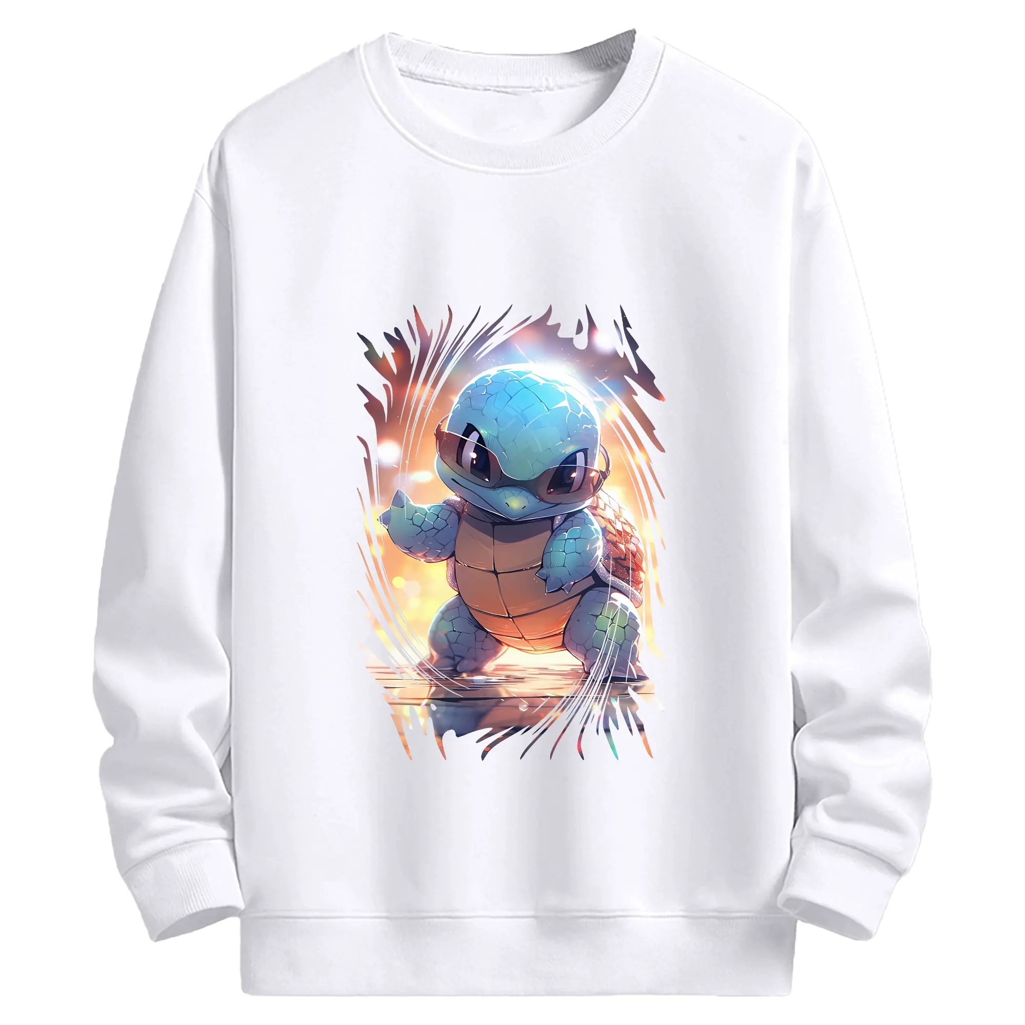 ポケモン グッズ,ゼニガメ - 高品質 クルーネック スウェット ・ コットン59％ ポリエステル41％ ・ ユニセックス 長袖 トレーナー ・ カジュアル デイリー スポーツ 散歩用