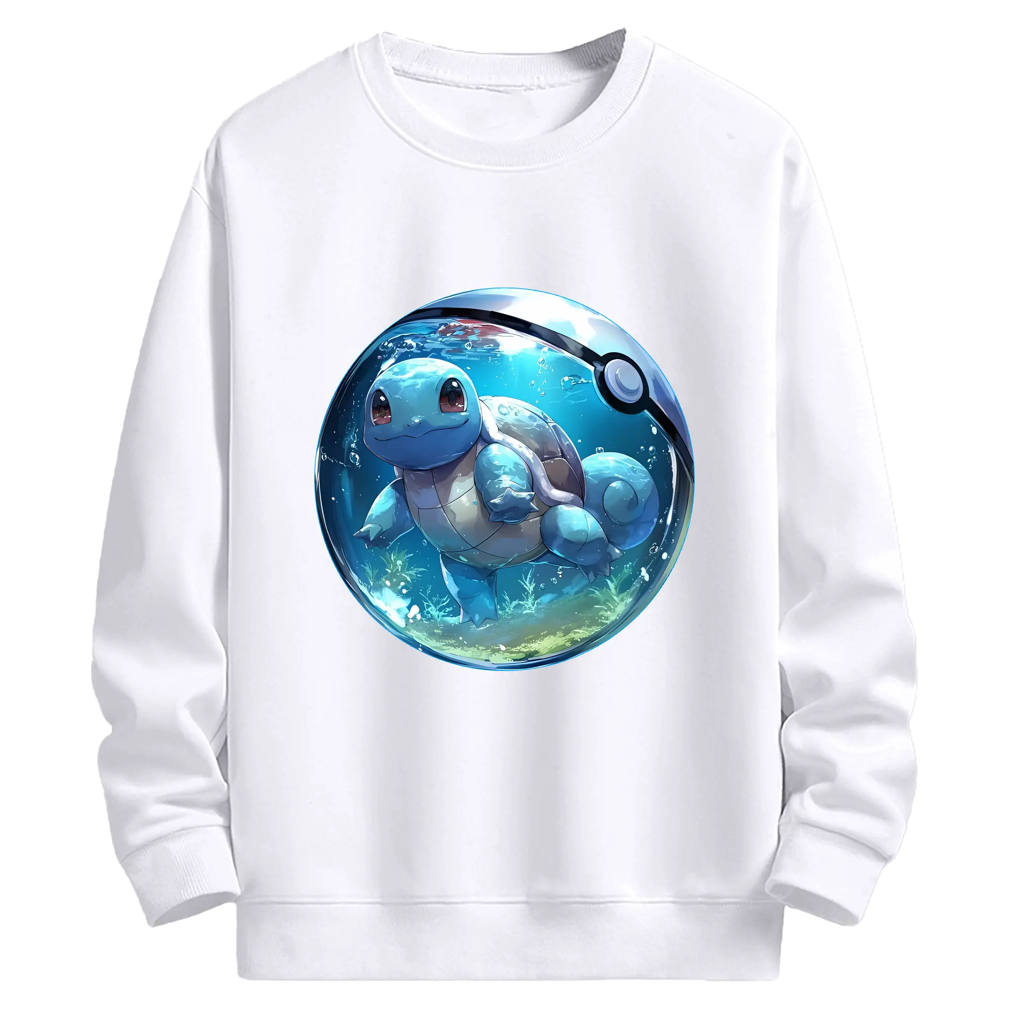 ポケモン グッズ,ゼニガメ - 高品質 クルーネック スウェット ・ コットン59％ ポリエステル41％ ・ ユニセックス 長袖 トレーナー ・ カジュアル デイリー スポーツ 散歩用