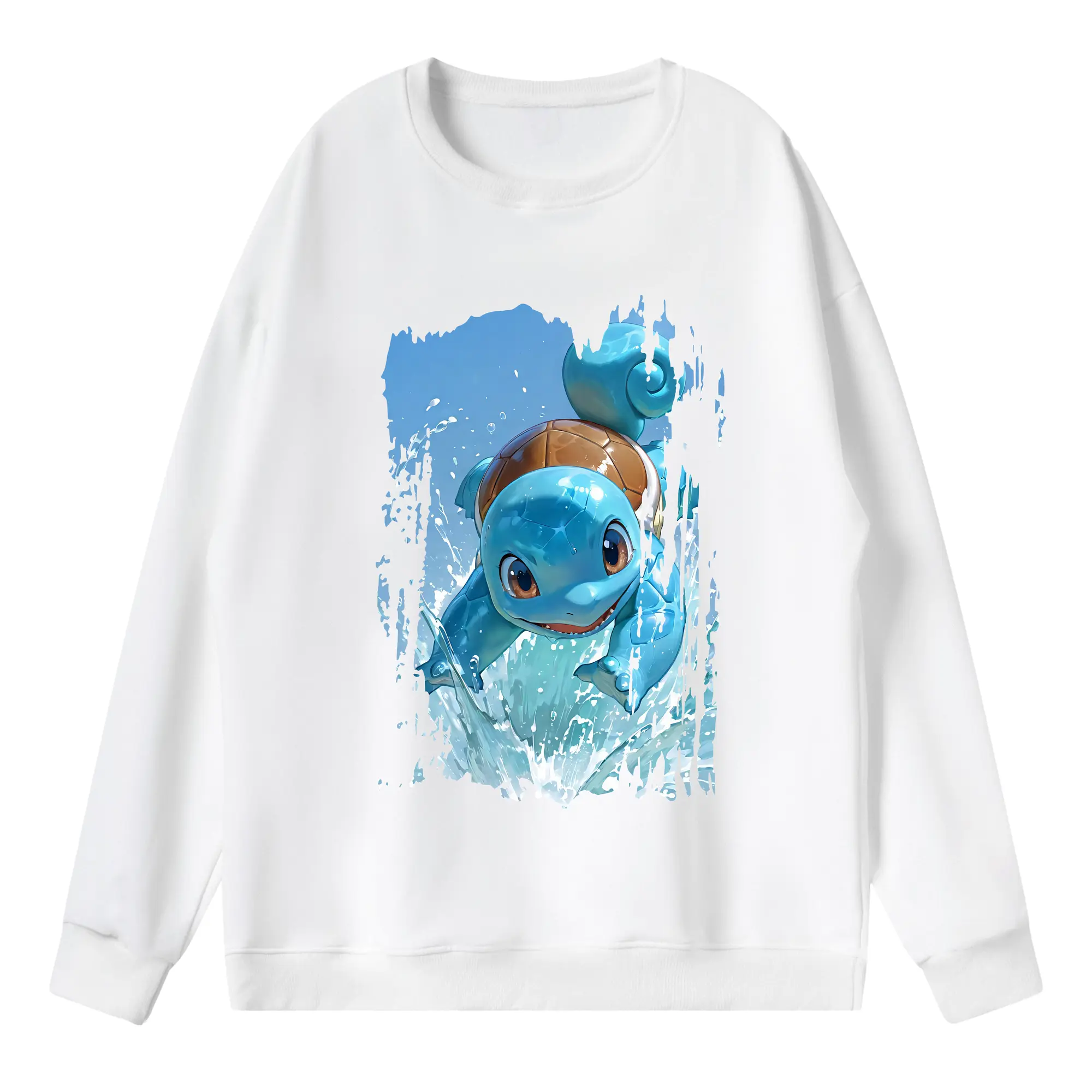 ポケモン グッズ,ゼニガメ - 薄手 クルーネック スウェット 裏毛260g · ポリエステル 春秋向け カジュアル 男女兼用 · トレーナー デイリー スポーツ 散歩に最適