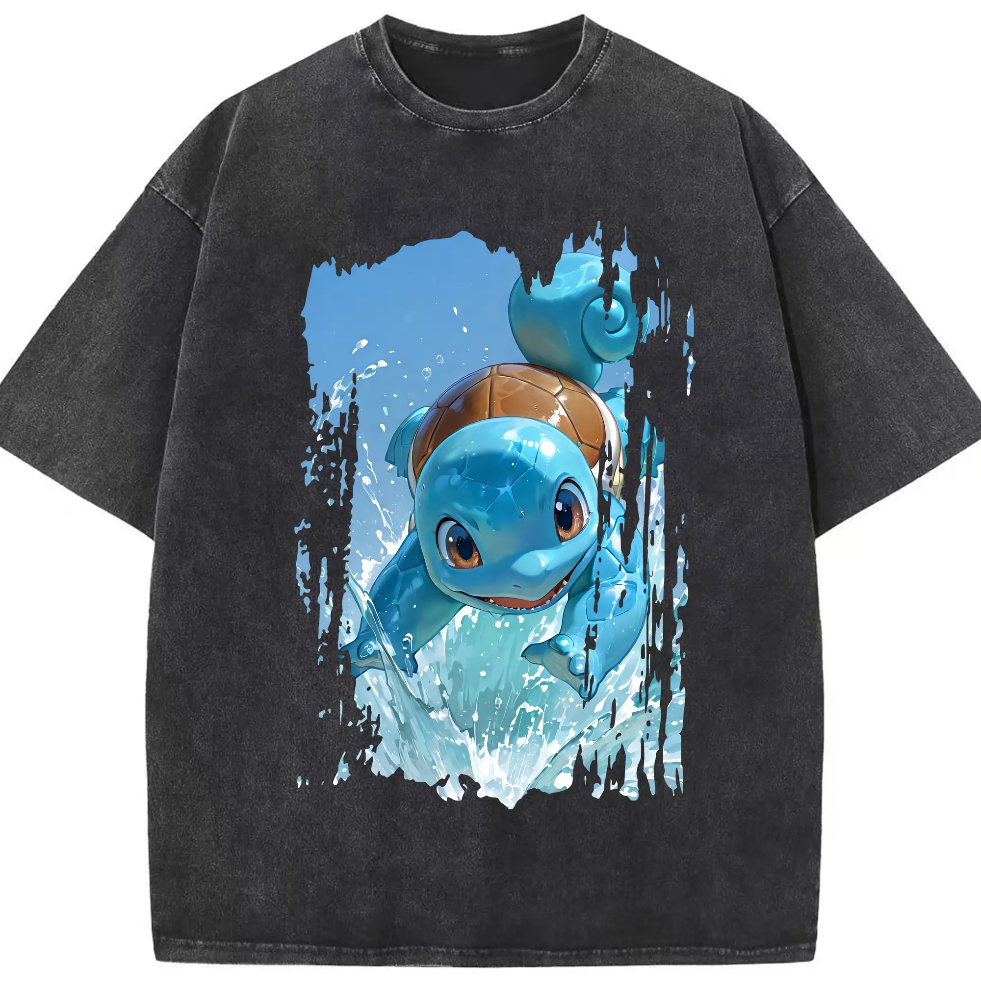 ポケモン グッズ,ゼニガメ - 綿100％ ヴィンテージ風 半袖Tシャツ ・ フロントプリント ・ 柔らか肌触り ・ 通気性 快適 ・ スポーツ カジュアル 外出用