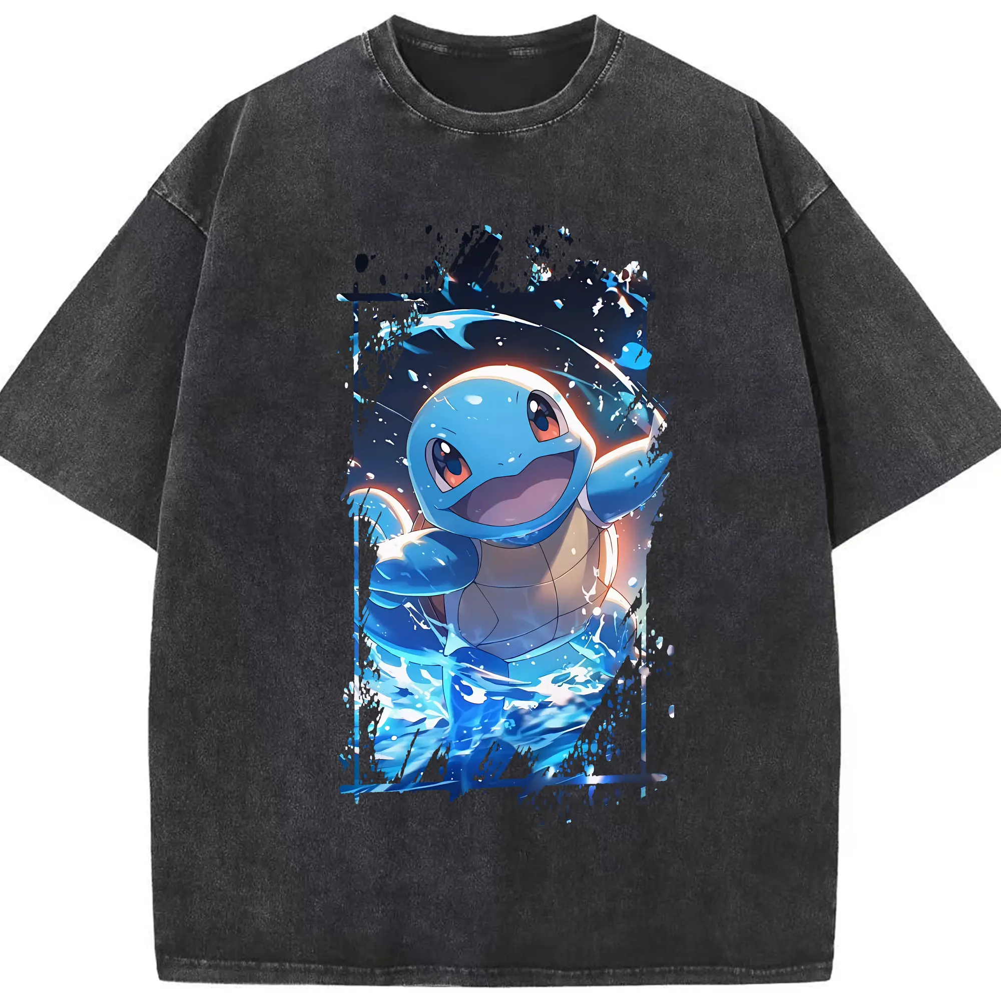 ポケモン グッズ,ゼニガメ - 綿100％ ヴィンテージ風 半袖Tシャツ ・ フロントプリント ・ 柔らか肌触り ・ 通気性 快適 ・ スポーツ カジュアル 外出用