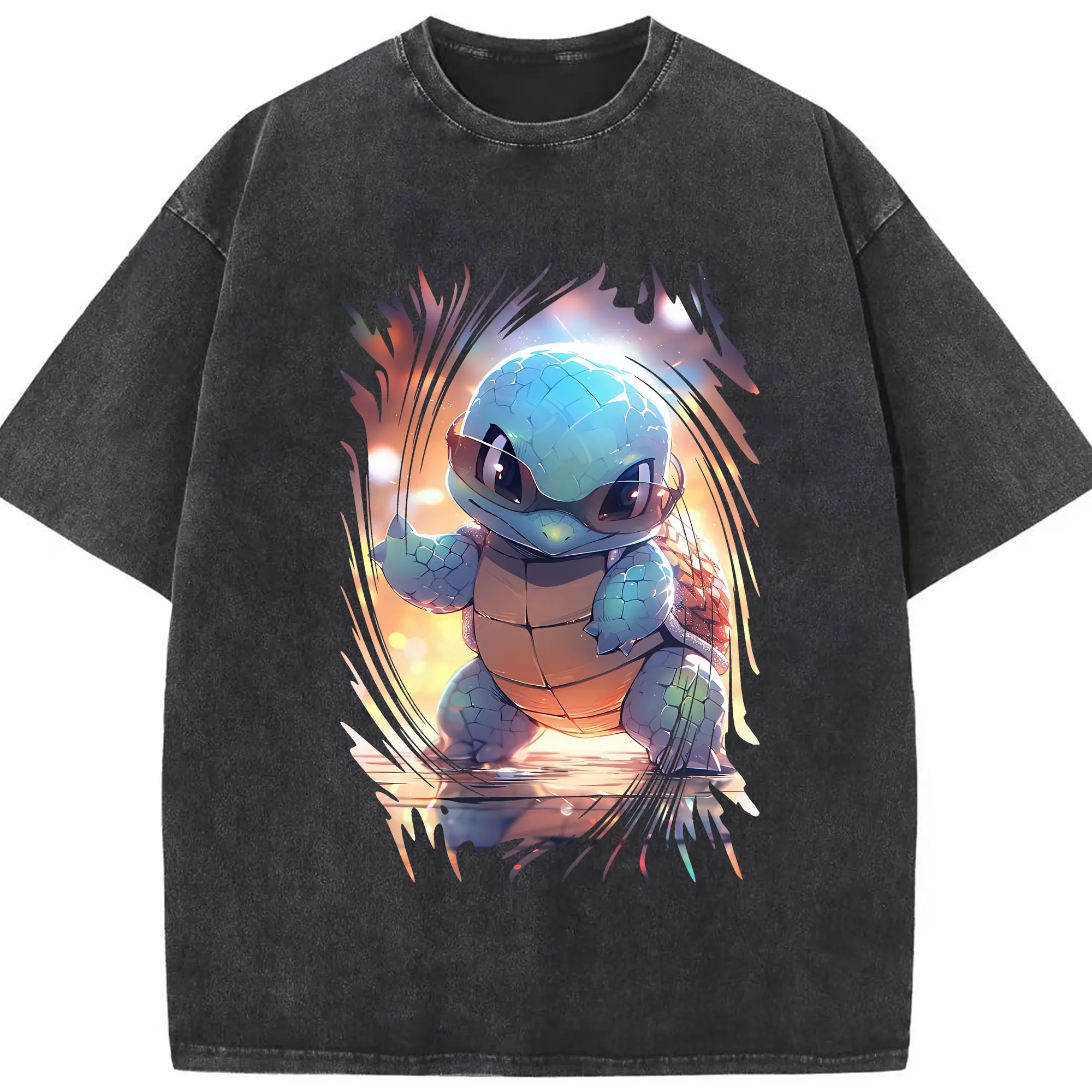 ポケモン グッズ,ゼニガメ - 綿100％ ヴィンテージ風 半袖Tシャツ ・ フロントプリント ・ 柔らか肌触り ・ 通気性 快適 ・ スポーツ カジュアル 外出用