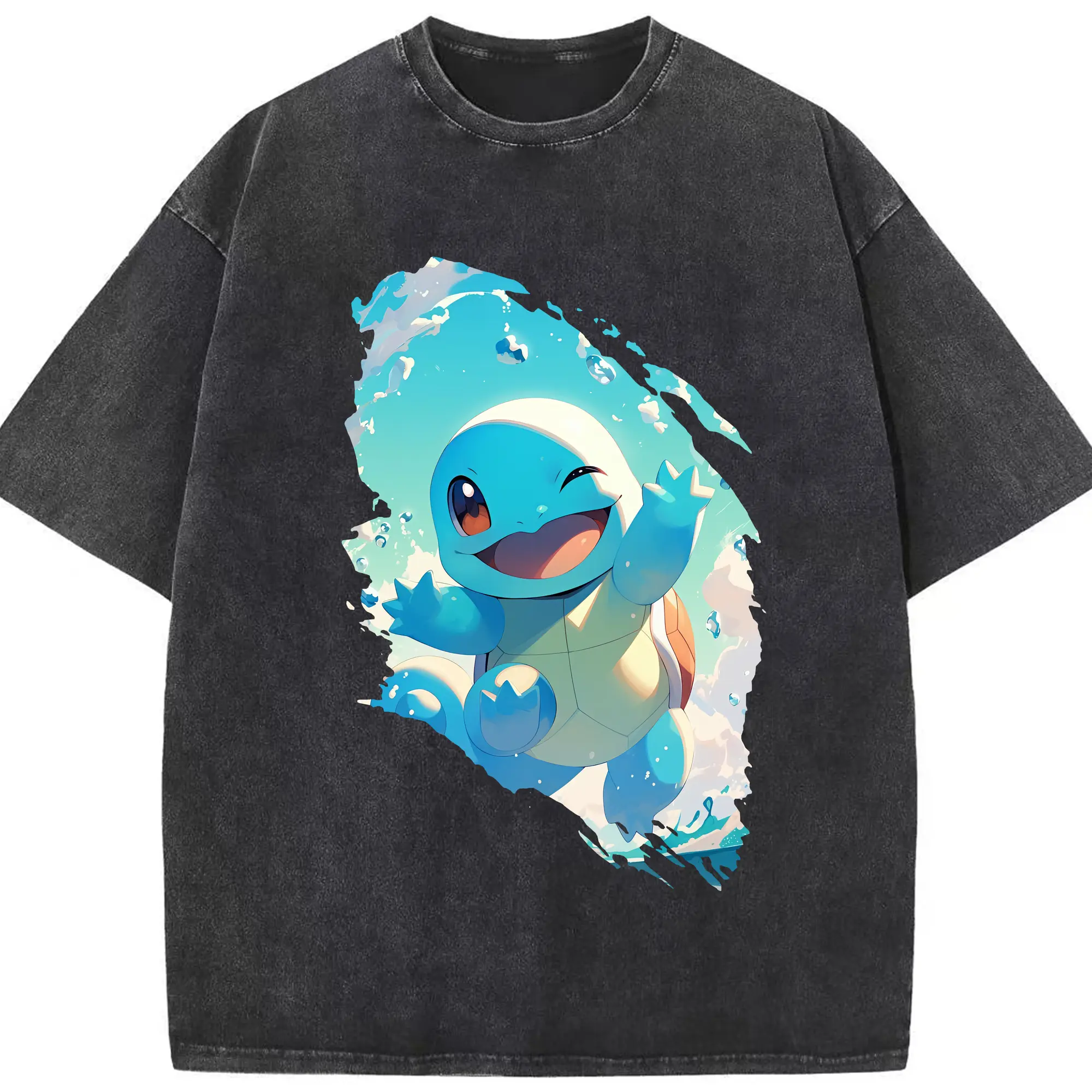 ポケモン グッズ,ゼニガメ - 綿100％ ヴィンテージ風 半袖Tシャツ ・ フロントプリント ・ 柔らか肌触り ・ 通気性 快適 ・ スポーツ カジュアル 外出用