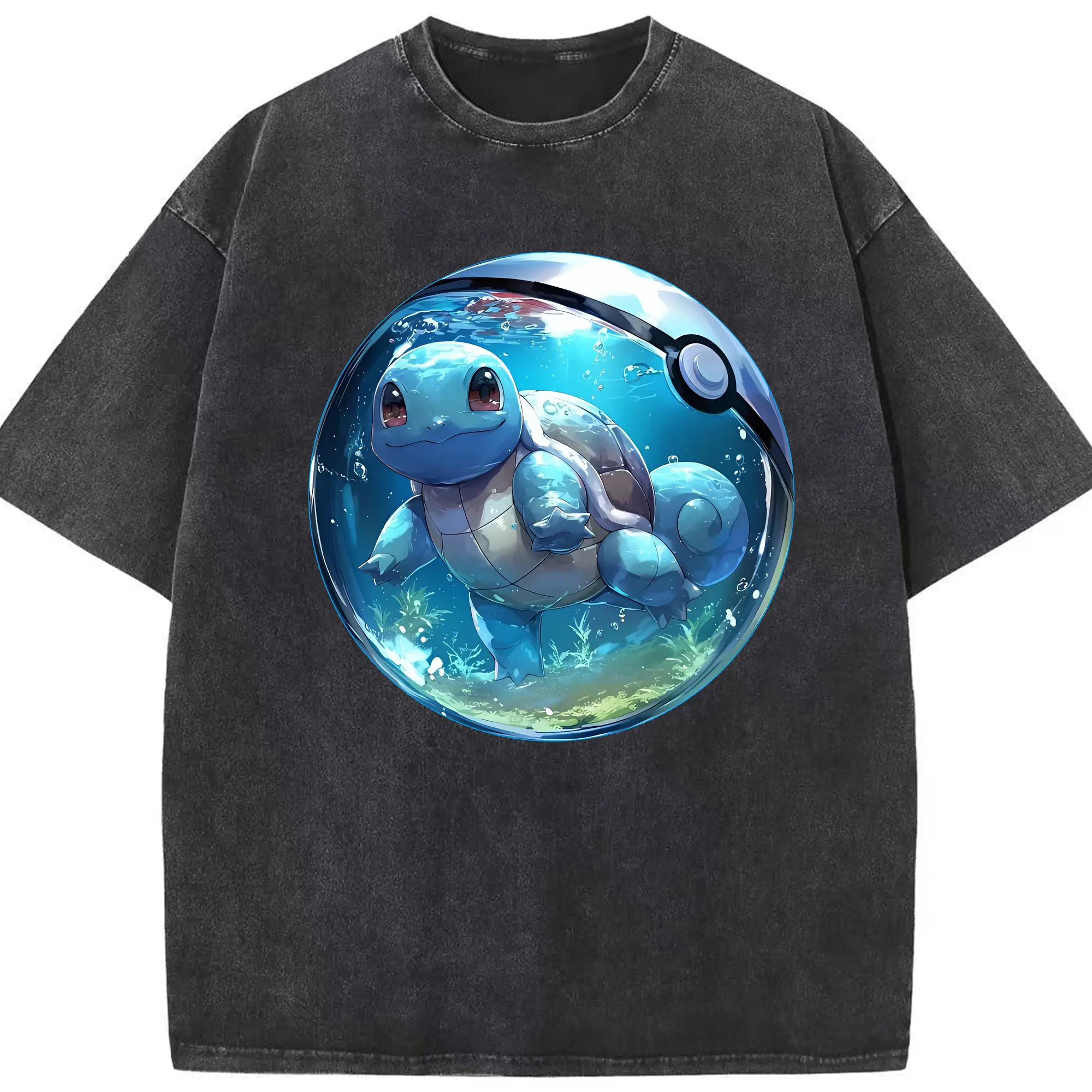 ポケモン グッズ,ゼニガメ - 綿100％ ヴィンテージ風 半袖Tシャツ ・ フロントプリント ・ 柔らか肌触り ・ 通気性 快適 ・ スポーツ カジュアル 外出用