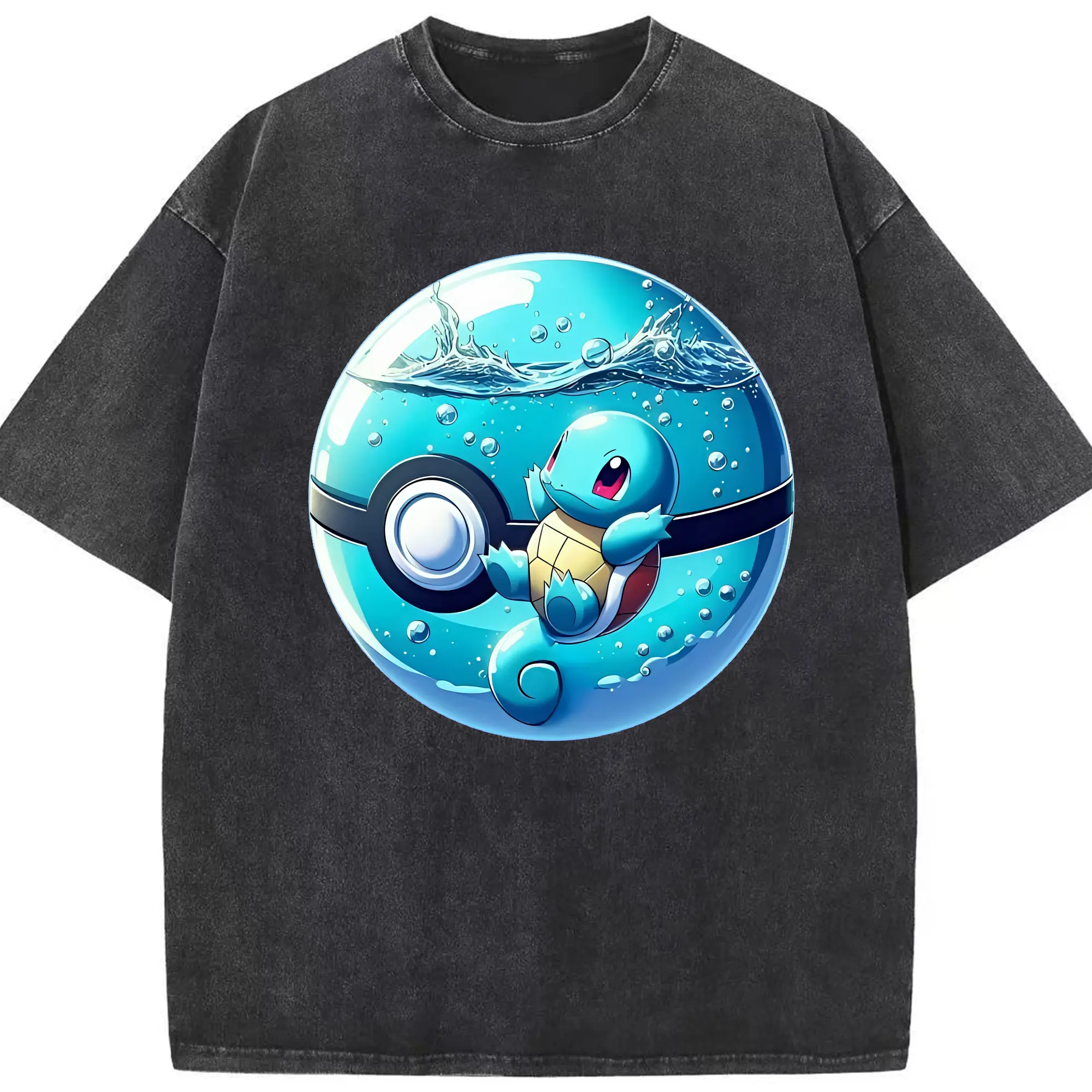 ポケモン グッズ,ゼニガメ - 綿100％ ヴィンテージ風 半袖Tシャツ ・ フロントプリント ・ 柔らか肌触り ・ 通気性 快適 ・ スポーツ カジュアル 外出用