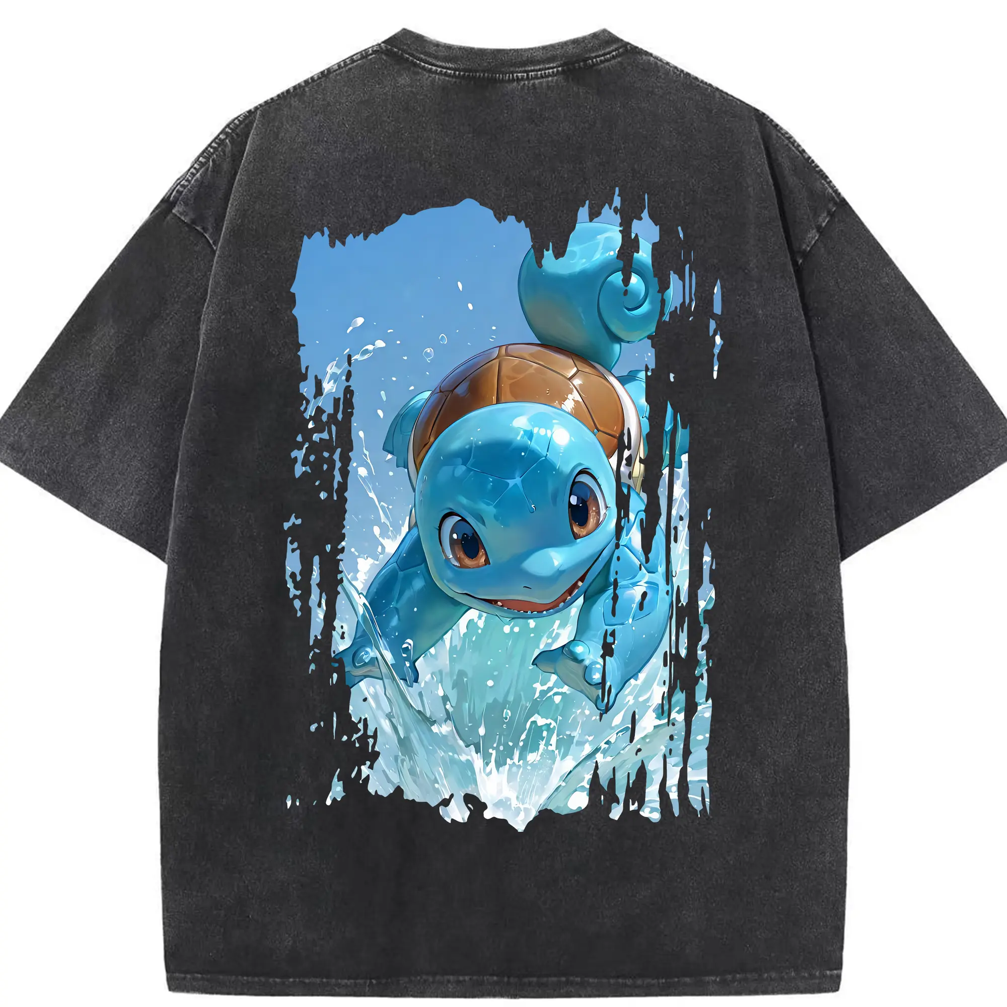 ポケモン グッズ,ゼニガメ - 綿100％ ヴィンテージ風 半袖Tシャツ ・ 背面プリント ・ 柔らか肌触り ・ 通気性 快適 ・ スポーツ カジュアル 外出用