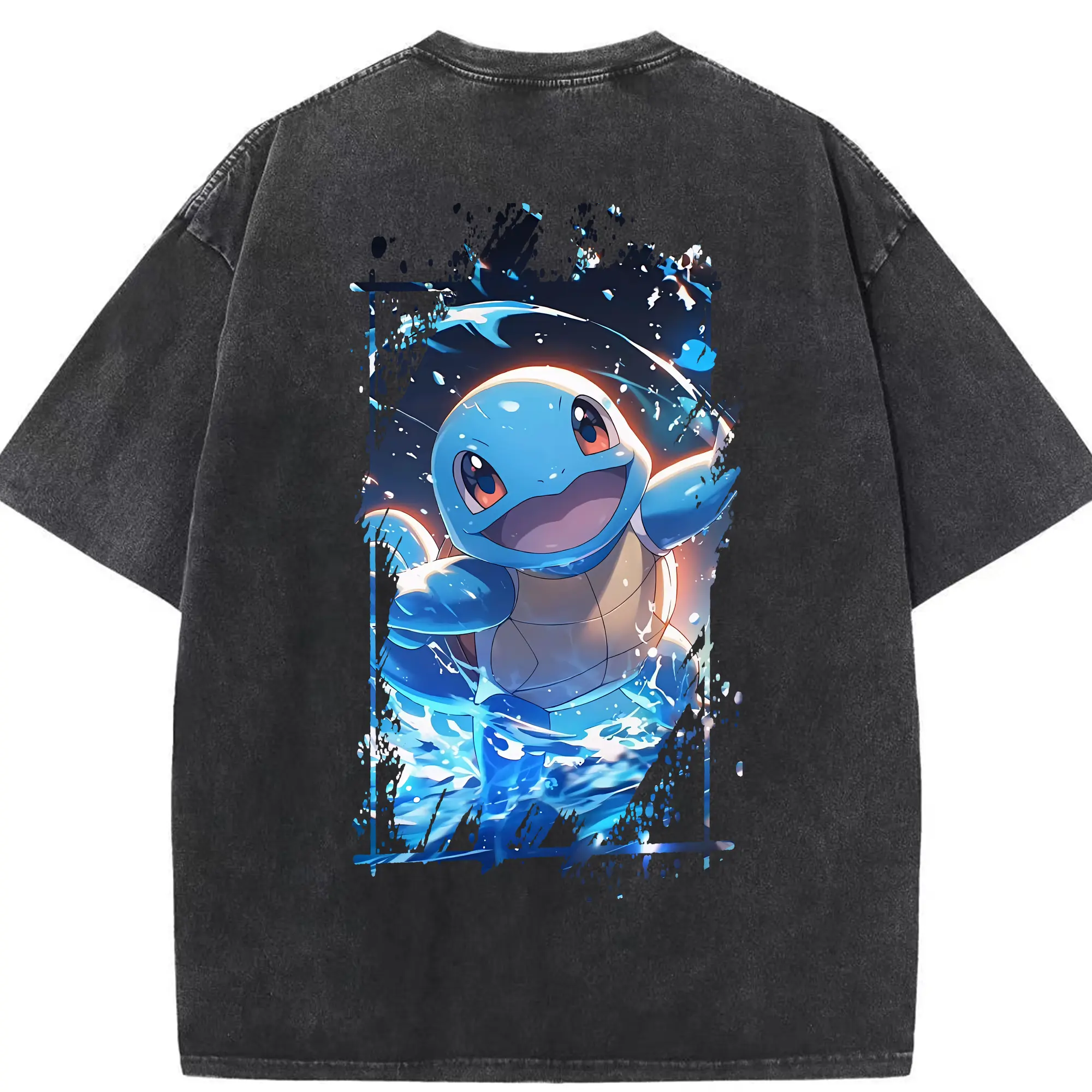 ポケモン グッズ,ゼニガメ - 綿100％ ヴィンテージ風 半袖Tシャツ ・ 背面プリント ・ 柔らか肌触り ・ 通気性 快適 ・ スポーツ カジュアル 外出用