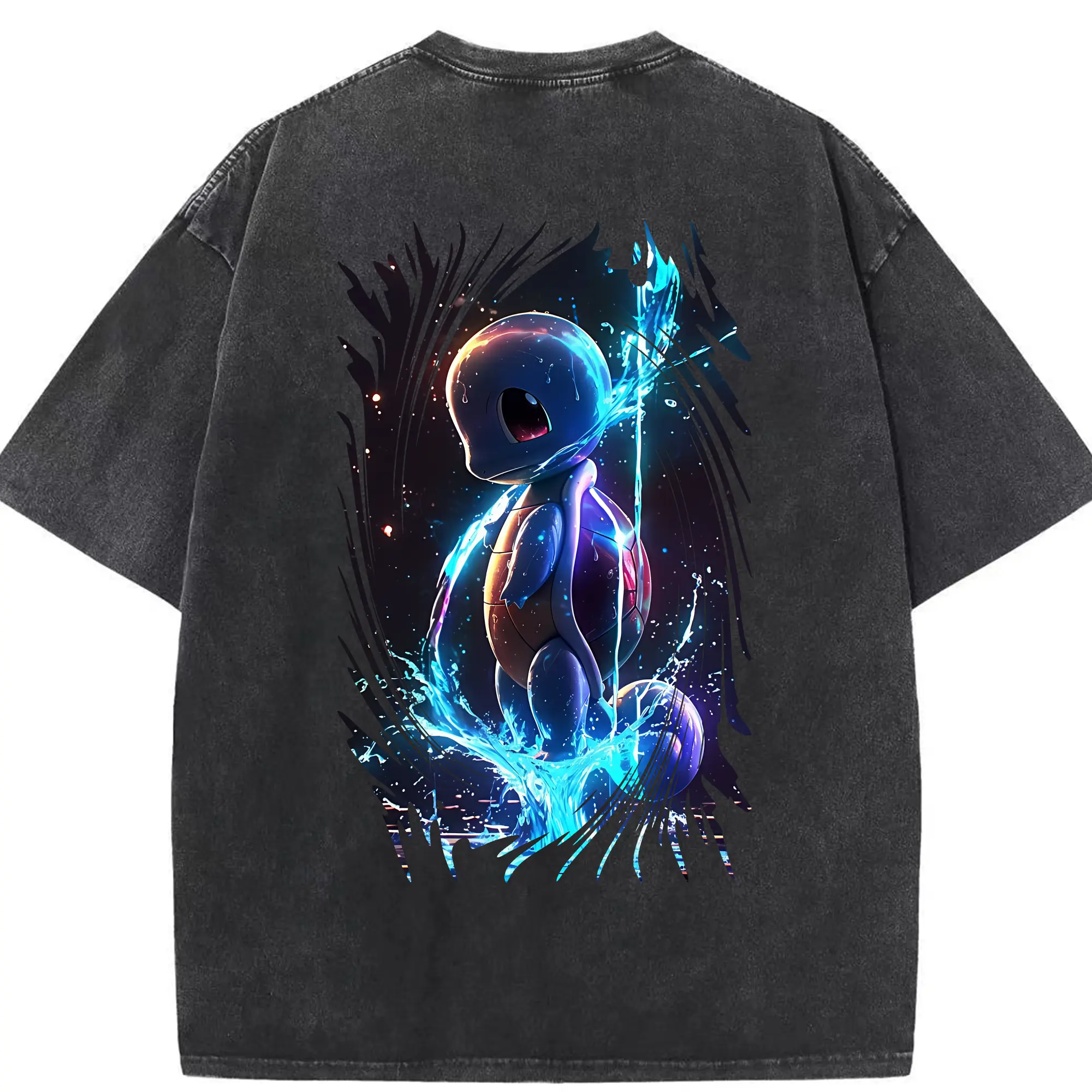 ポケモン グッズ,ゼニガメ - 綿100％ ヴィンテージ風 半袖Tシャツ ・ 背面プリント ・ 柔らか肌触り ・ 通気性 快適 ・ スポーツ カジュアル 外出用