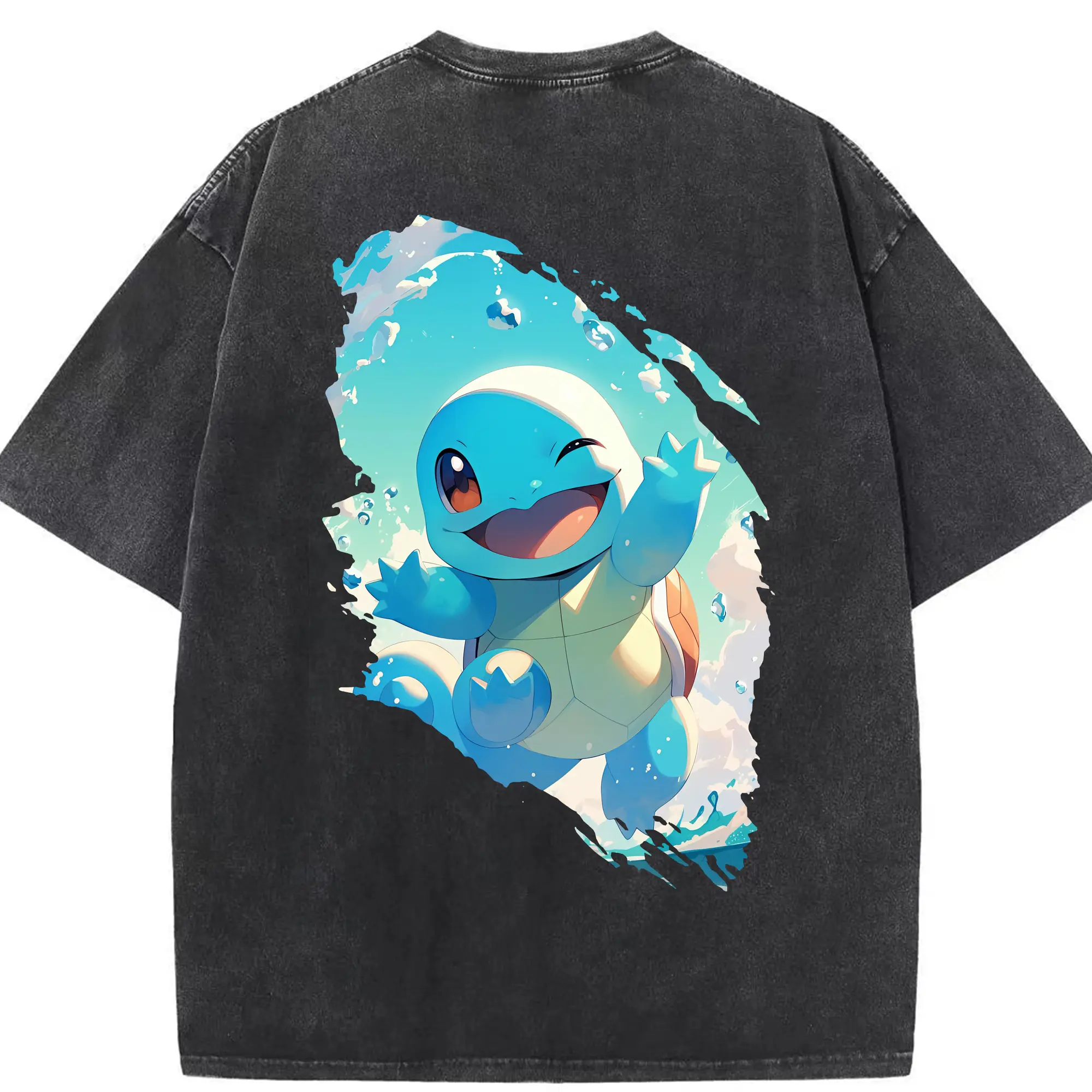 ポケモン グッズ,ゼニガメ - 綿100％ ヴィンテージ風 半袖Tシャツ ・ 背面プリント ・ 柔らか肌触り ・ 通気性 快適 ・ スポーツ カジュアル 外出用