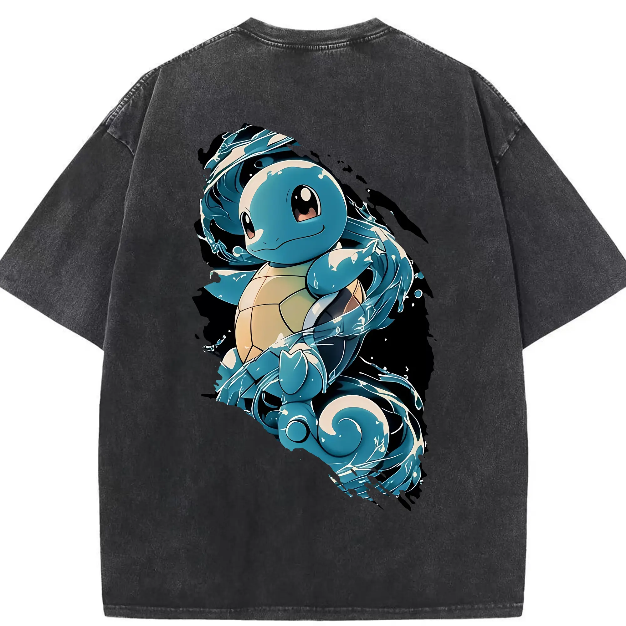ポケモン グッズ,ゼニガメ - 綿100％ ヴィンテージ風 半袖Tシャツ ・ 背面プリント ・ 柔らか肌触り ・ 通気性 快適 ・ スポーツ カジュアル 外出用