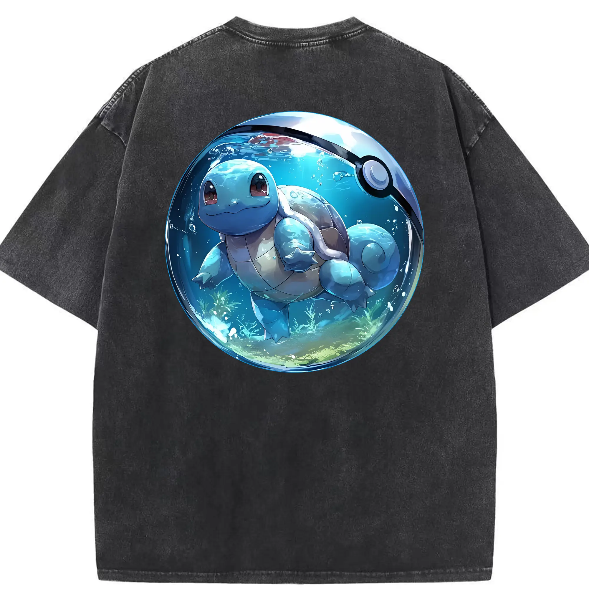 ポケモン グッズ,ゼニガメ - 綿100％ ヴィンテージ風 半袖Tシャツ ・ 背面プリント ・ 柔らか肌触り ・ 通気性 快適 ・ スポーツ カジュアル 外出用