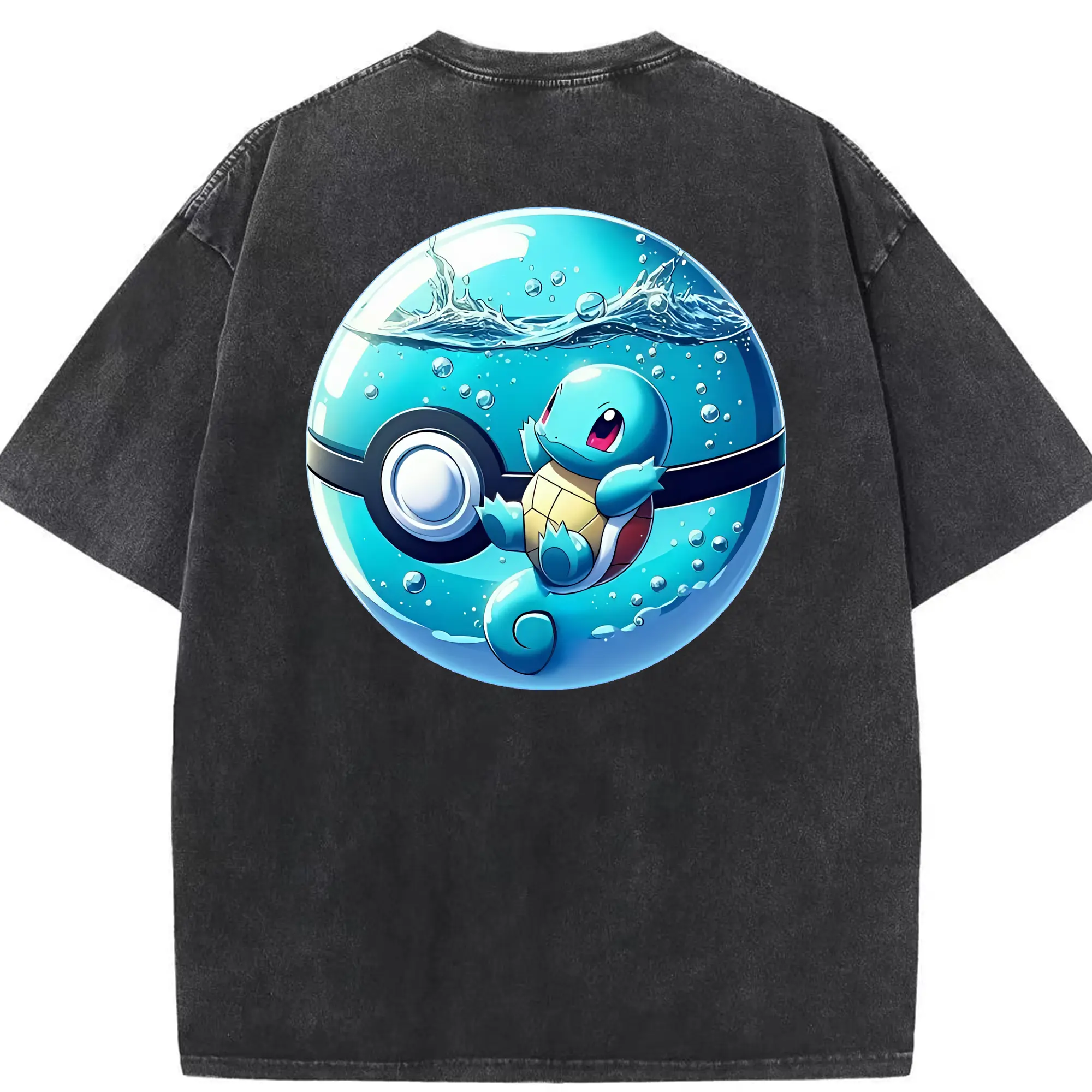 ポケモン グッズ,ゼニガメ - 綿100％ ヴィンテージ風 半袖Tシャツ ・ 背面プリント ・ 柔らか肌触り ・ 通気性 快適 ・ スポーツ カジュアル 外出用