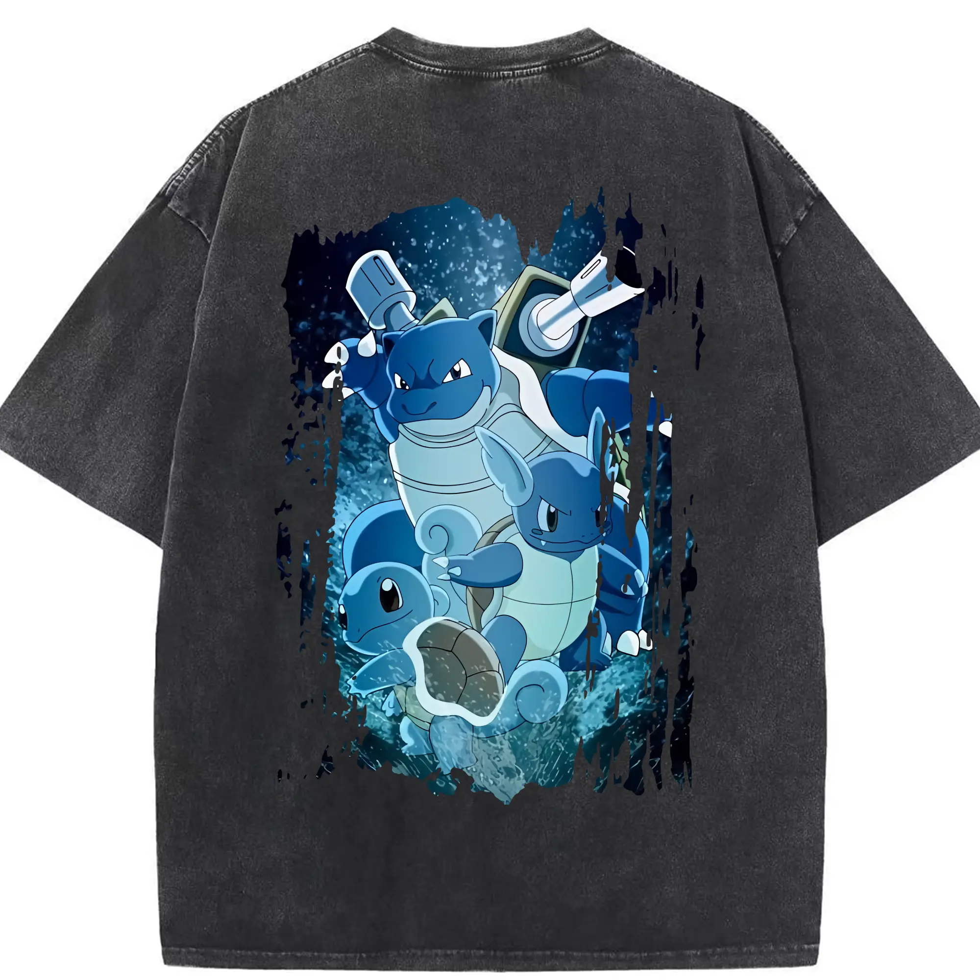 ポケモン グッズ,ゼニガメ - 綿100％ ヴィンテージ風 半袖Tシャツ ・ 背面プリント ・ 柔らか肌触り ・ 通気性 快適 ・ スポーツ カジュアル 外出用