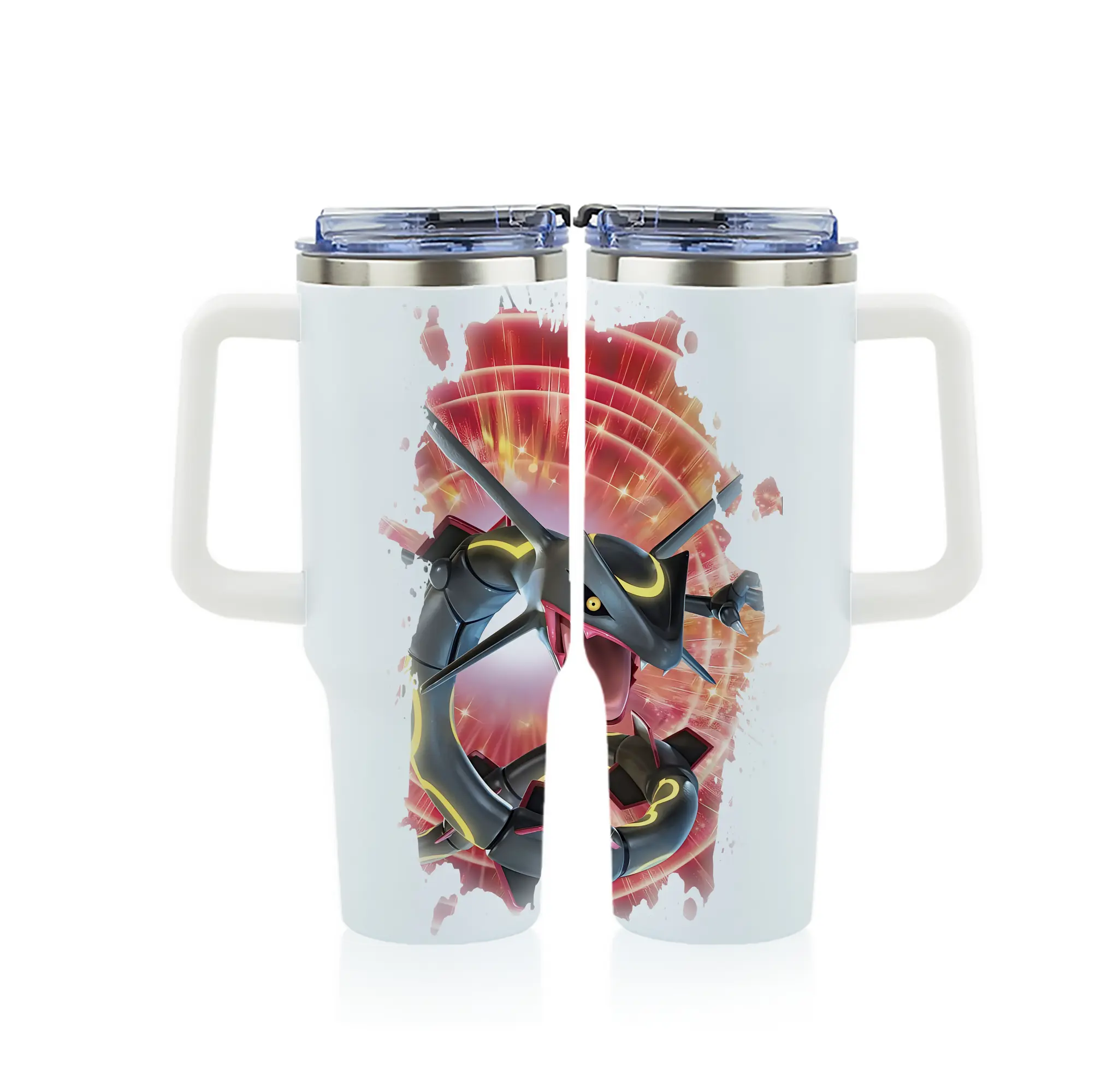 ポケモン グッズ,レックウザ - 1200mL フルプリント車用タンブラー ・ 304ステンレス 内側 ・ 201ステンレス 外側 ・ 保温 保冷 ・ 通勤 ドライブ アウトドア用