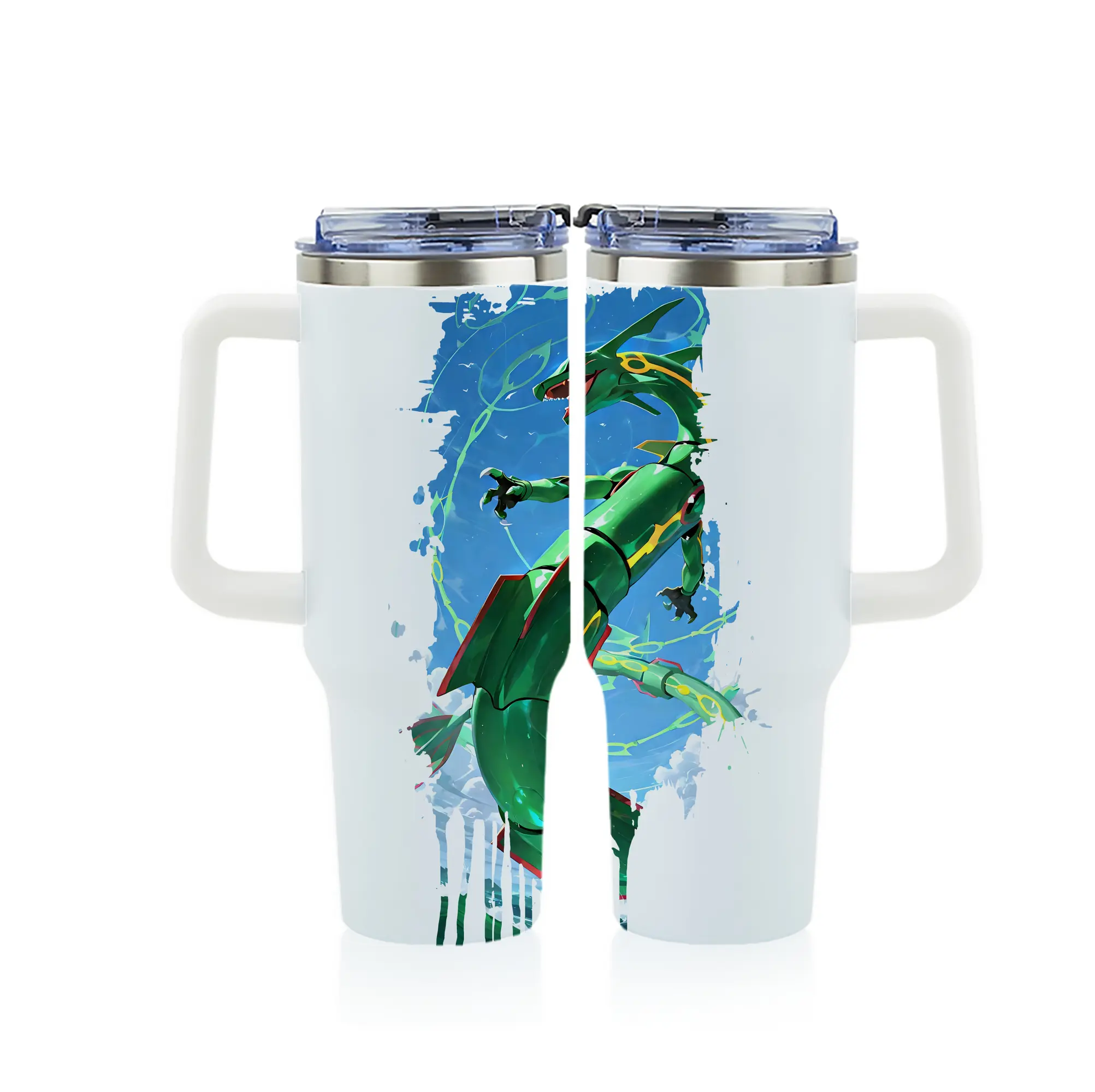 ポケモン グッズ,レックウザ - 1200mL フルプリント車用タンブラー ・ 304ステンレス 内側 ・ 201ステンレス 外側 ・ 保温 保冷 ・ 通勤 ドライブ アウトドア用