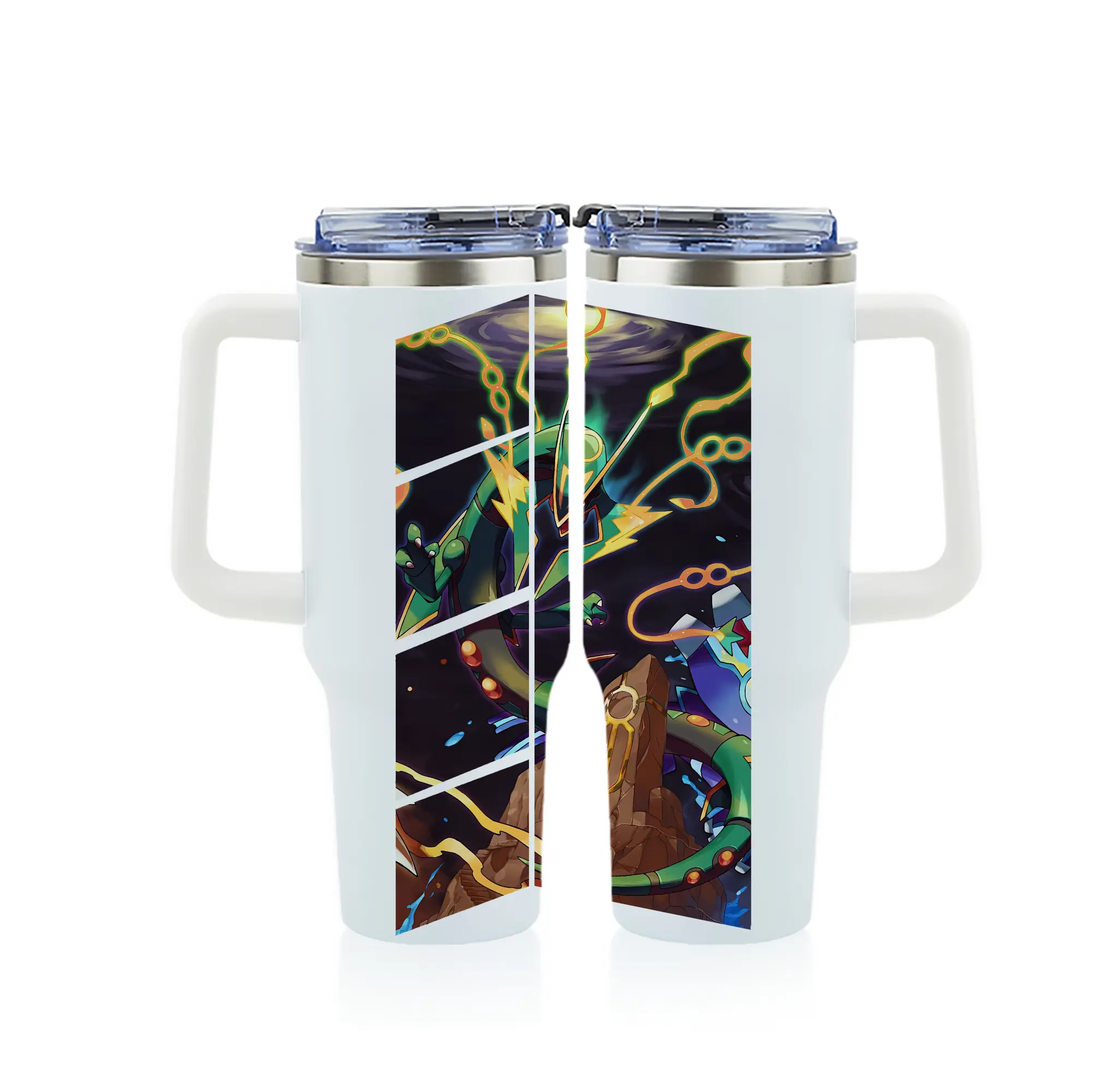 ポケモン グッズ,レックウザ - 1200mL フルプリント車用タンブラー ・ 304ステンレス 内側 ・ 201ステンレス 外側 ・ 保温 保冷 ・ 通勤 ドライブ アウトドア用