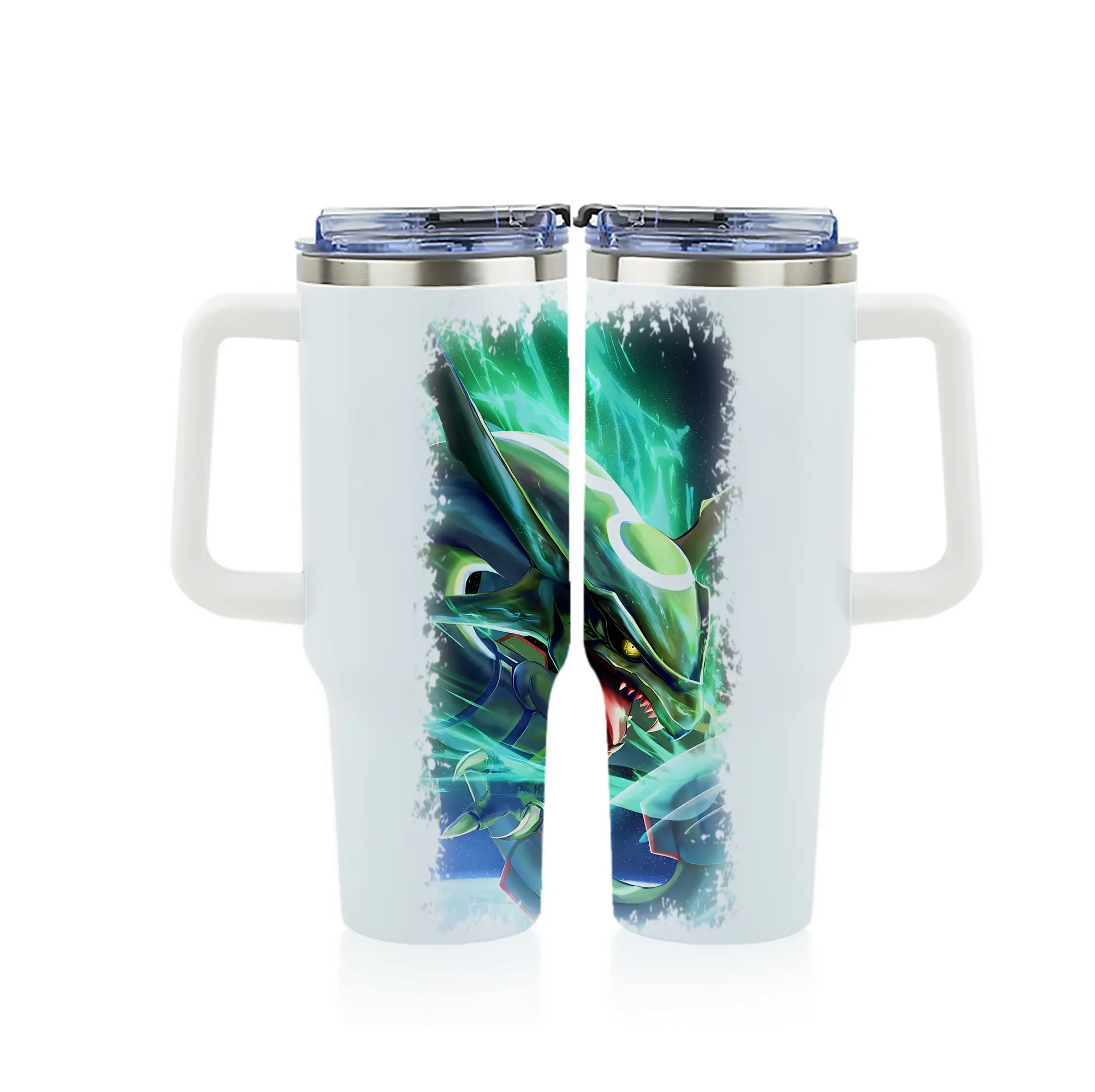 ポケモン グッズ,レックウザ - 1200mL フルプリント車用タンブラー ・ 304ステンレス 内側 ・ 201ステンレス 外側 ・ 保温 保冷 ・ 通勤 ドライブ アウトドア用