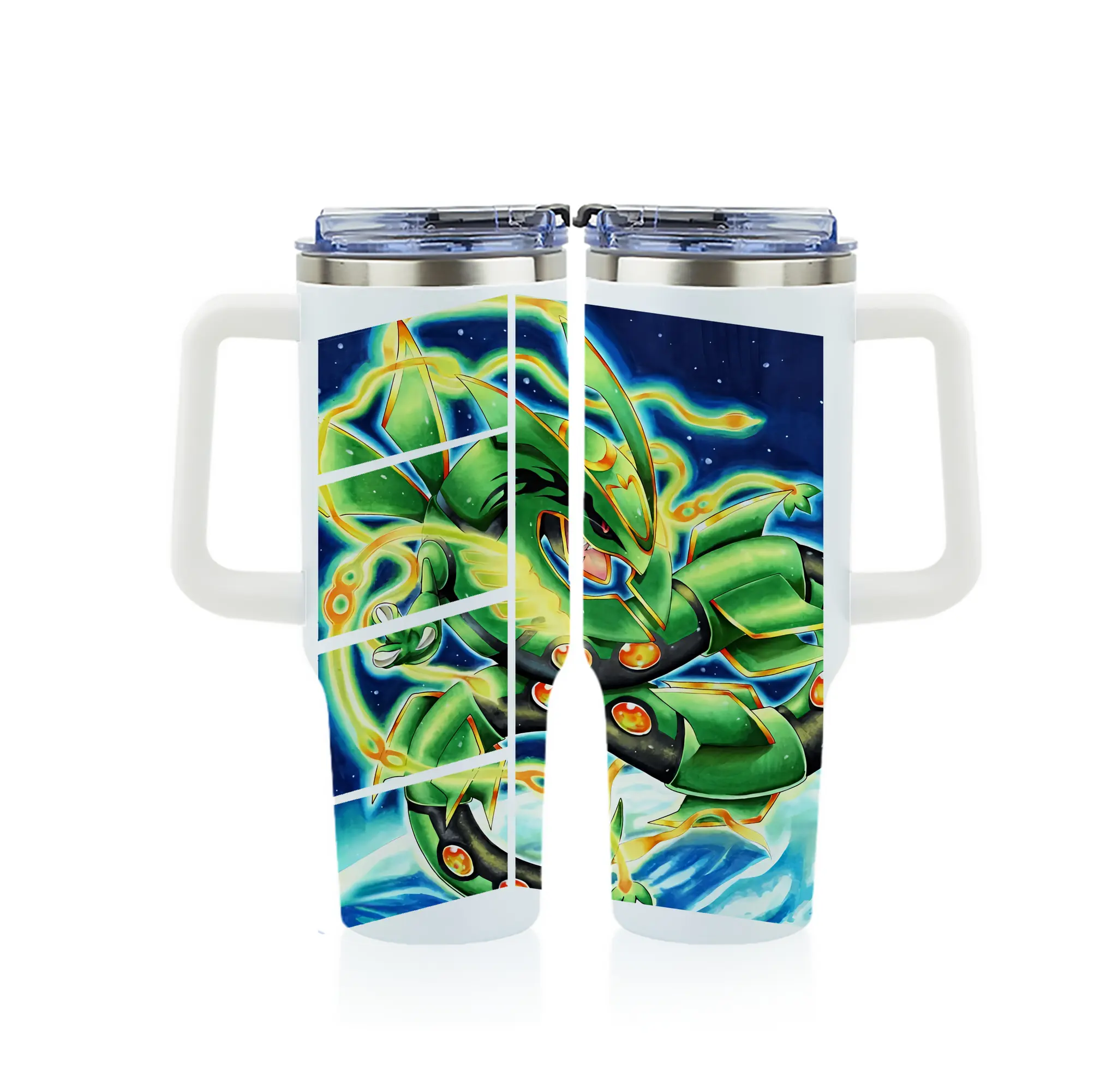 ポケモン グッズ,レックウザ - 1200mL フルプリント車用タンブラー ・ 304ステンレス 内側 ・ 201ステンレス 外側 ・ 保温 保冷 ・ 通勤 ドライブ アウトドア用