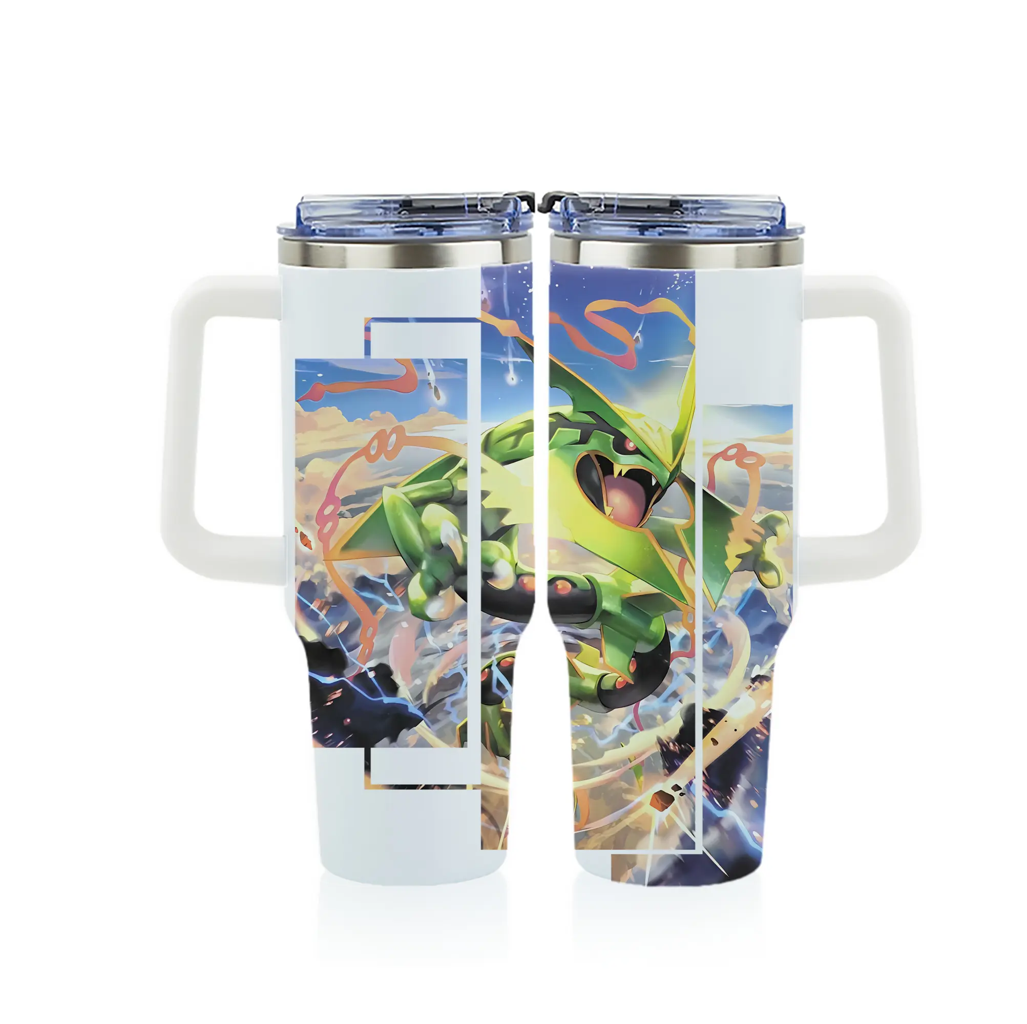 ポケモン グッズ,レックウザ - 1200mL フルプリント車用タンブラー ・ 304ステンレス 内側 ・ 201ステンレス 外側 ・ 保温 保冷 ・ 通勤 ドライブ アウトドア用