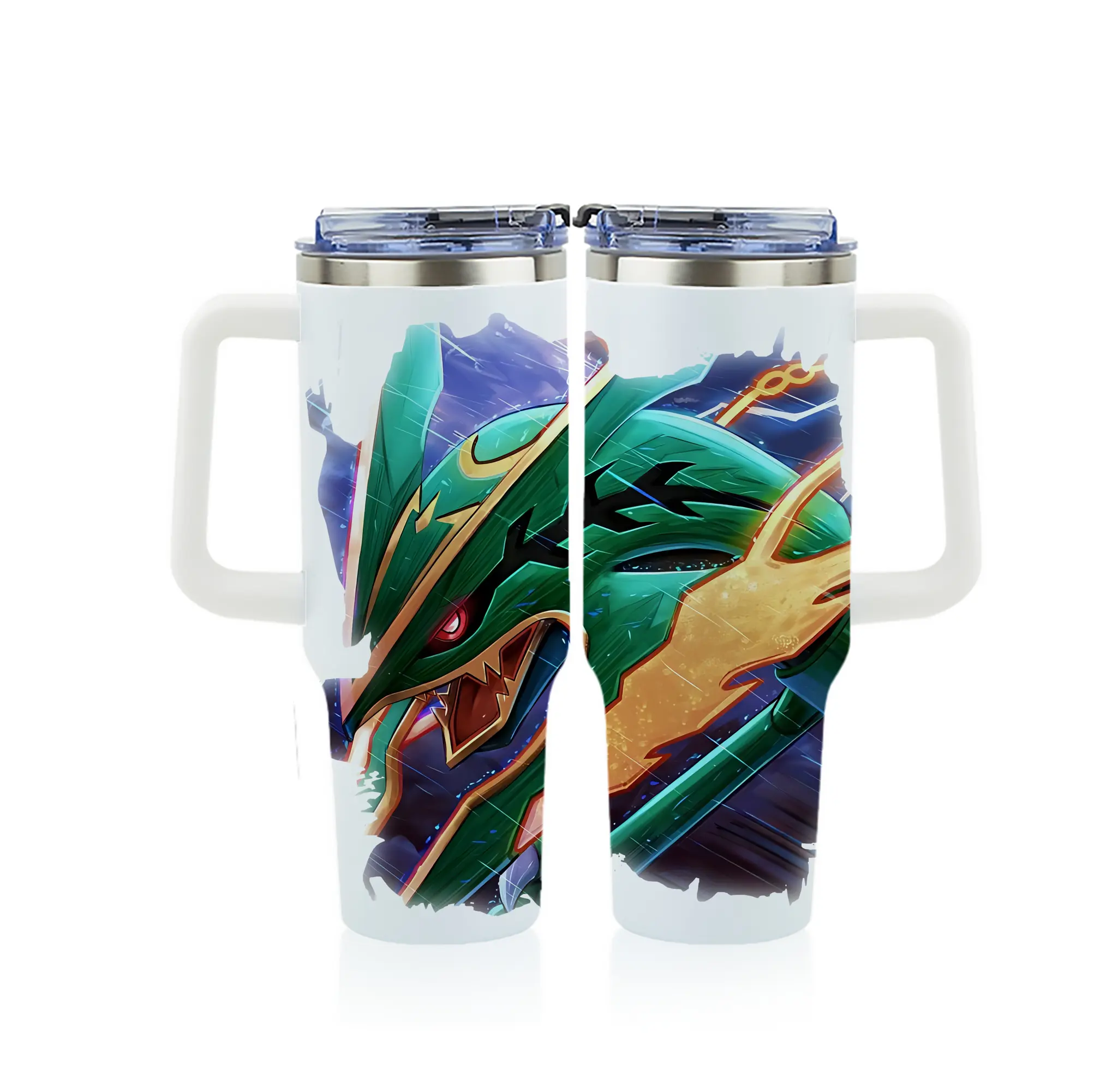 ポケモン グッズ,レックウザ - 1200mL フルプリント車用タンブラー ・ 304ステンレス 内側 ・ 201ステンレス 外側 ・ 保温 保冷 ・ 通勤 ドライブ アウトドア用