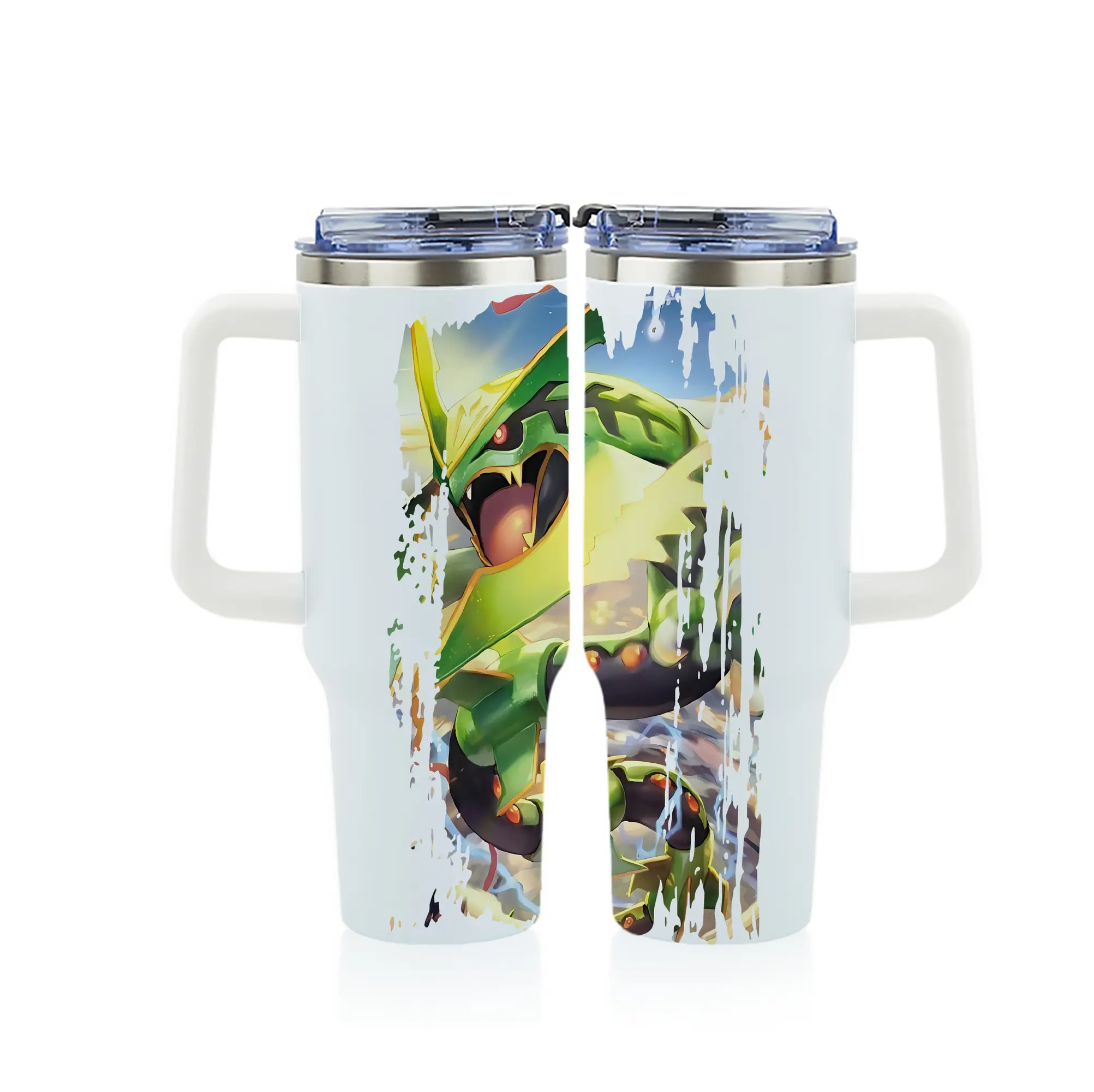 ポケモン グッズ,レックウザ - 1200mL フルプリント車用タンブラー ・ 304ステンレス 内側 ・ 201ステンレス 外側 ・ 保温 保冷 ・ 通勤 ドライブ アウトドア用