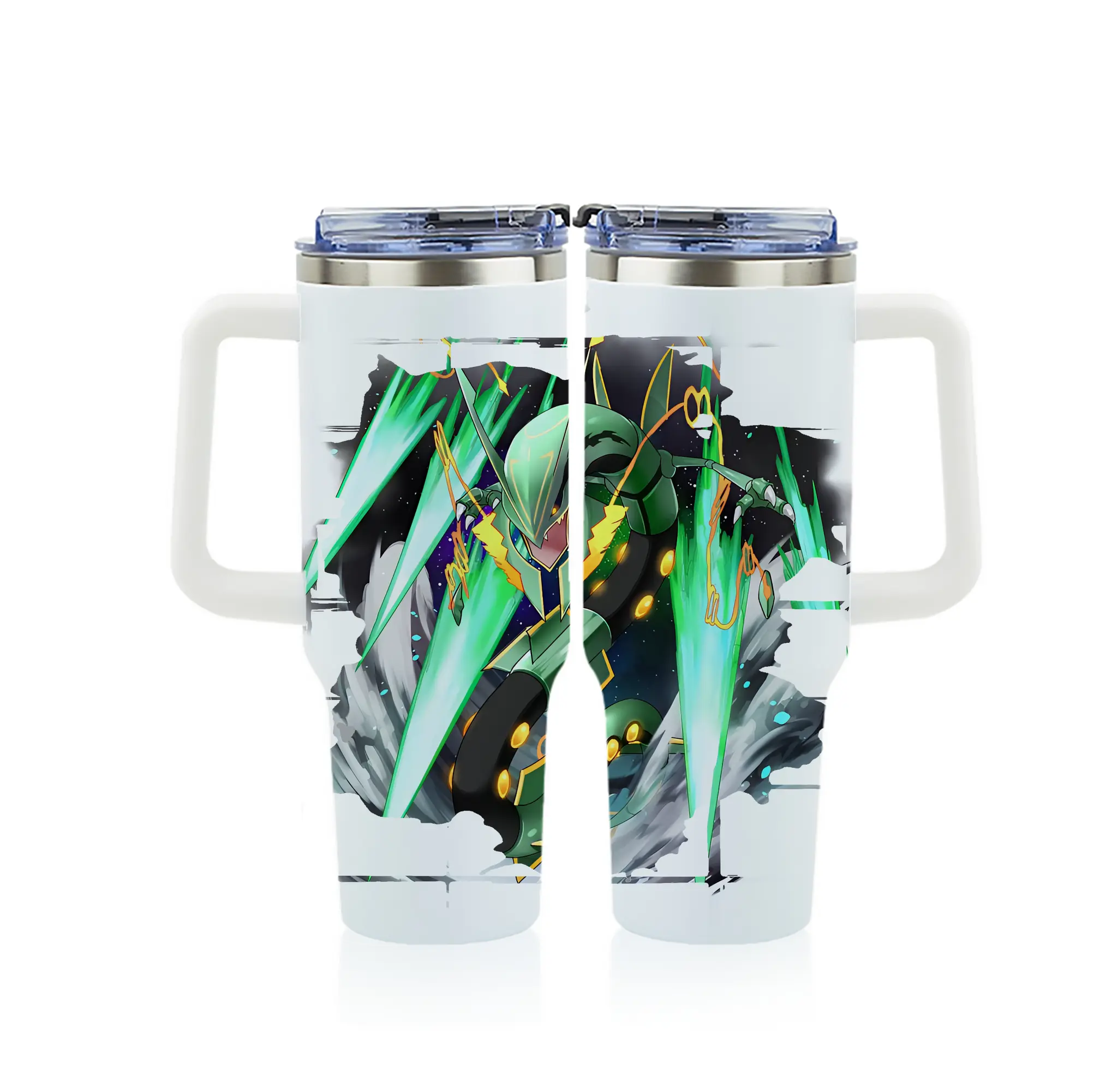 ポケモン グッズ,レックウザ - 1200mL フルプリント車用タンブラー ・ 304ステンレス 内側 ・ 201ステンレス 外側 ・ 保温 保冷 ・ 通勤 ドライブ アウトドア用