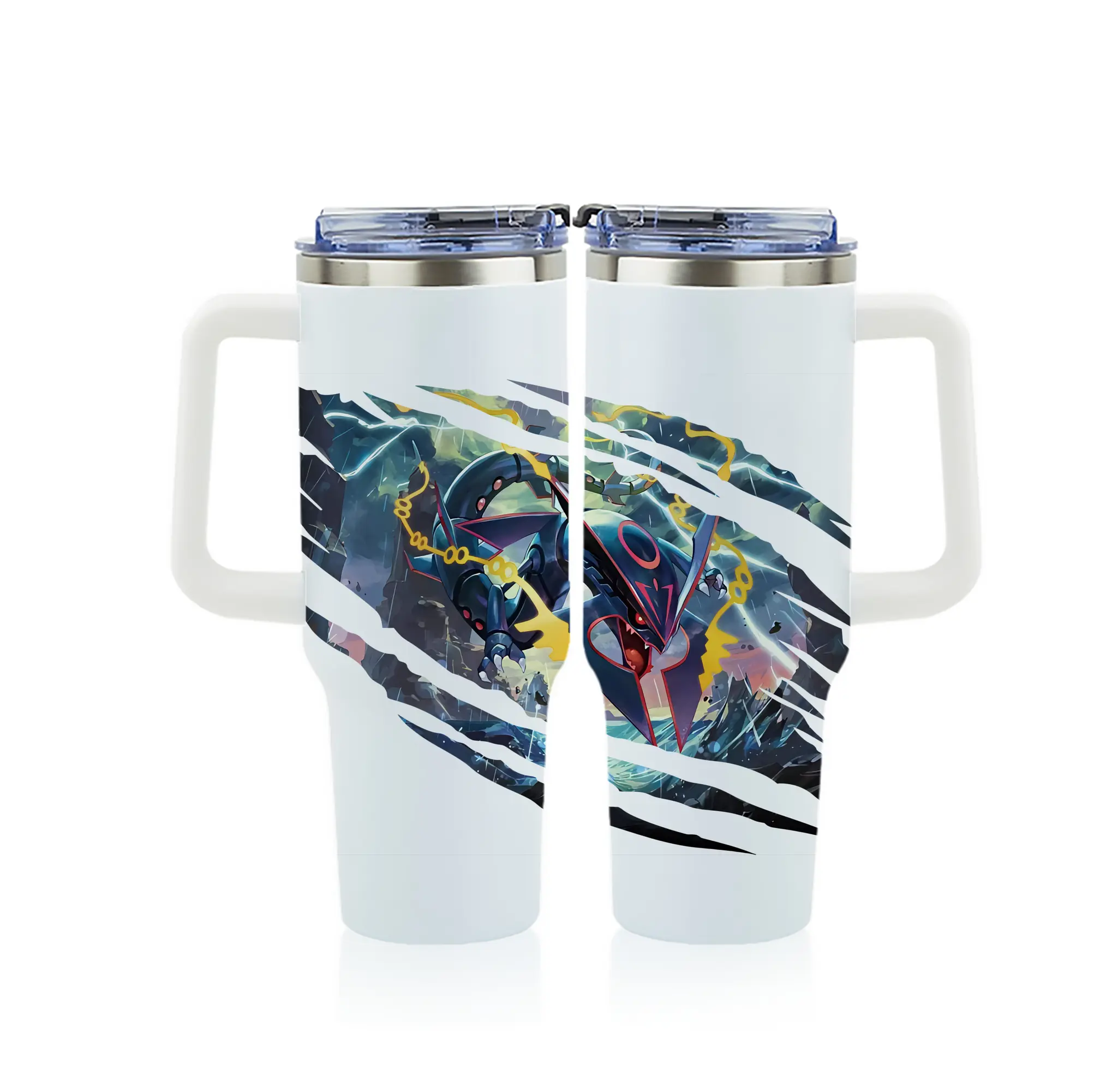 ポケモン グッズ,レックウザ - 1200mL フルプリント車用タンブラー ・ 304ステンレス 内側 ・ 201ステンレス 外側 ・ 保温 保冷 ・ 通勤 ドライブ アウトドア用