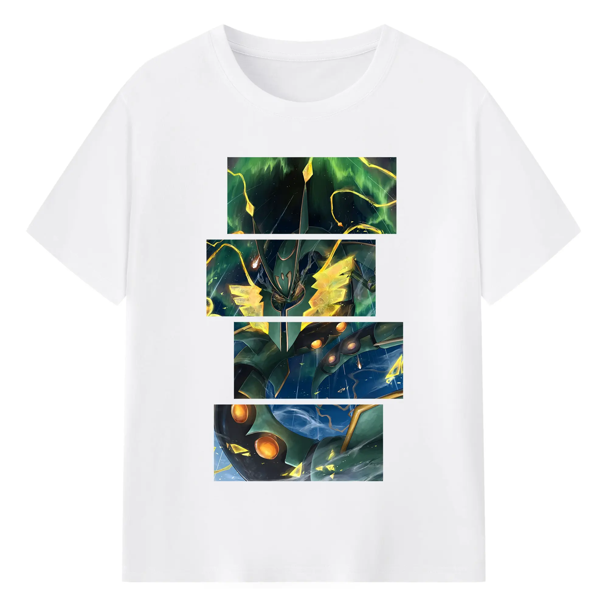 ポケモン グッズ,レックウザ - 綿100％ 半袖Tシャツ ・ フロントプリント ・ 快適 通気性 ・ 日常使い 散歩 スポーツ用