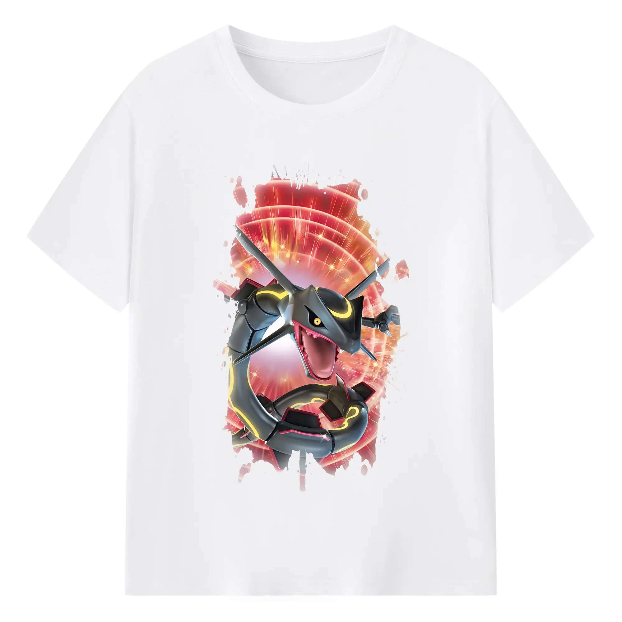 ポケモン グッズ,レックウザ - 綿100％ 半袖Tシャツ ・ フロントプリント ・ 快適 通気性 ・ 日常使い 散歩 スポーツ用