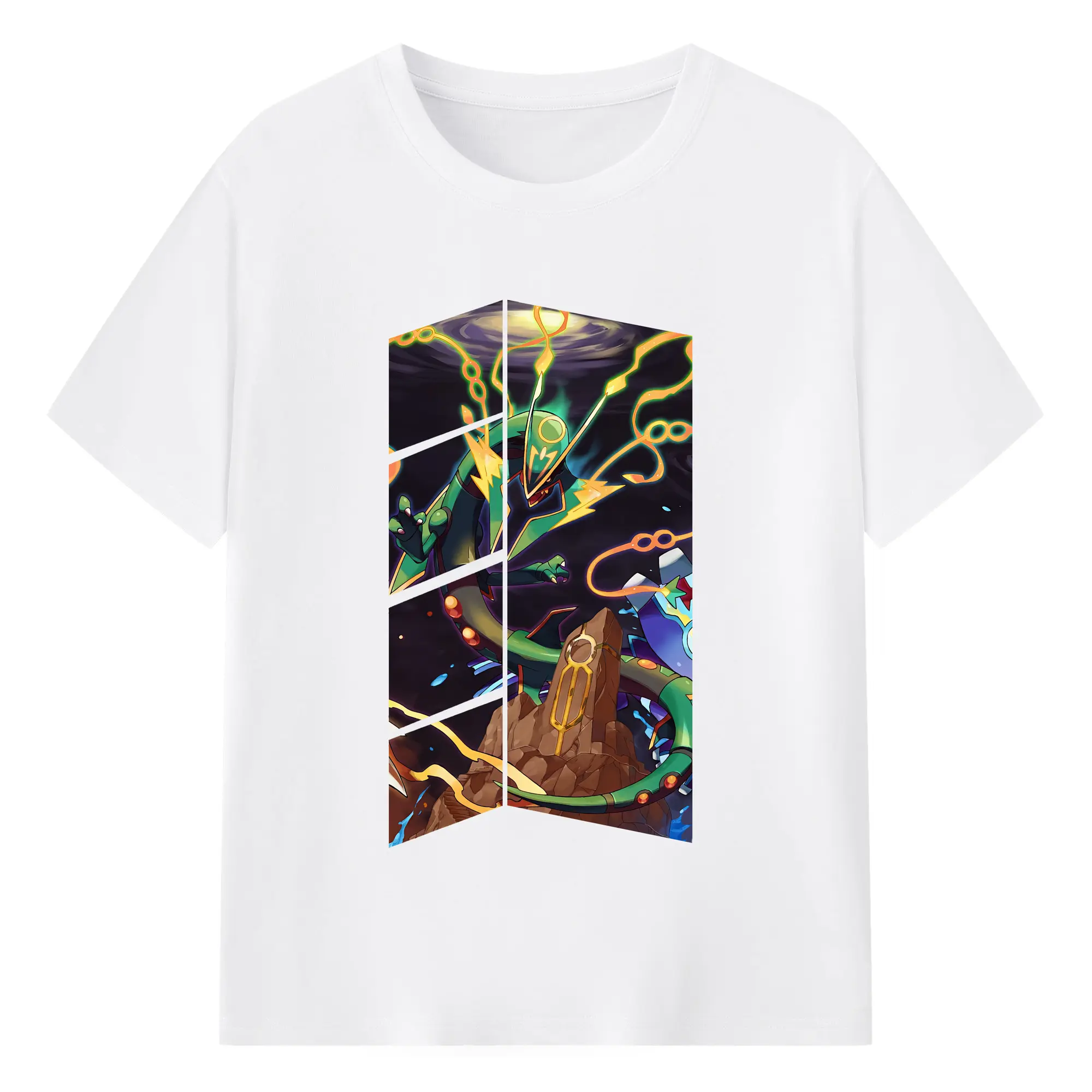 ポケモン グッズ,レックウザ - 綿100％ 半袖Tシャツ ・ フロントプリント ・ 快適 通気性 ・ 日常使い 散歩 スポーツ用