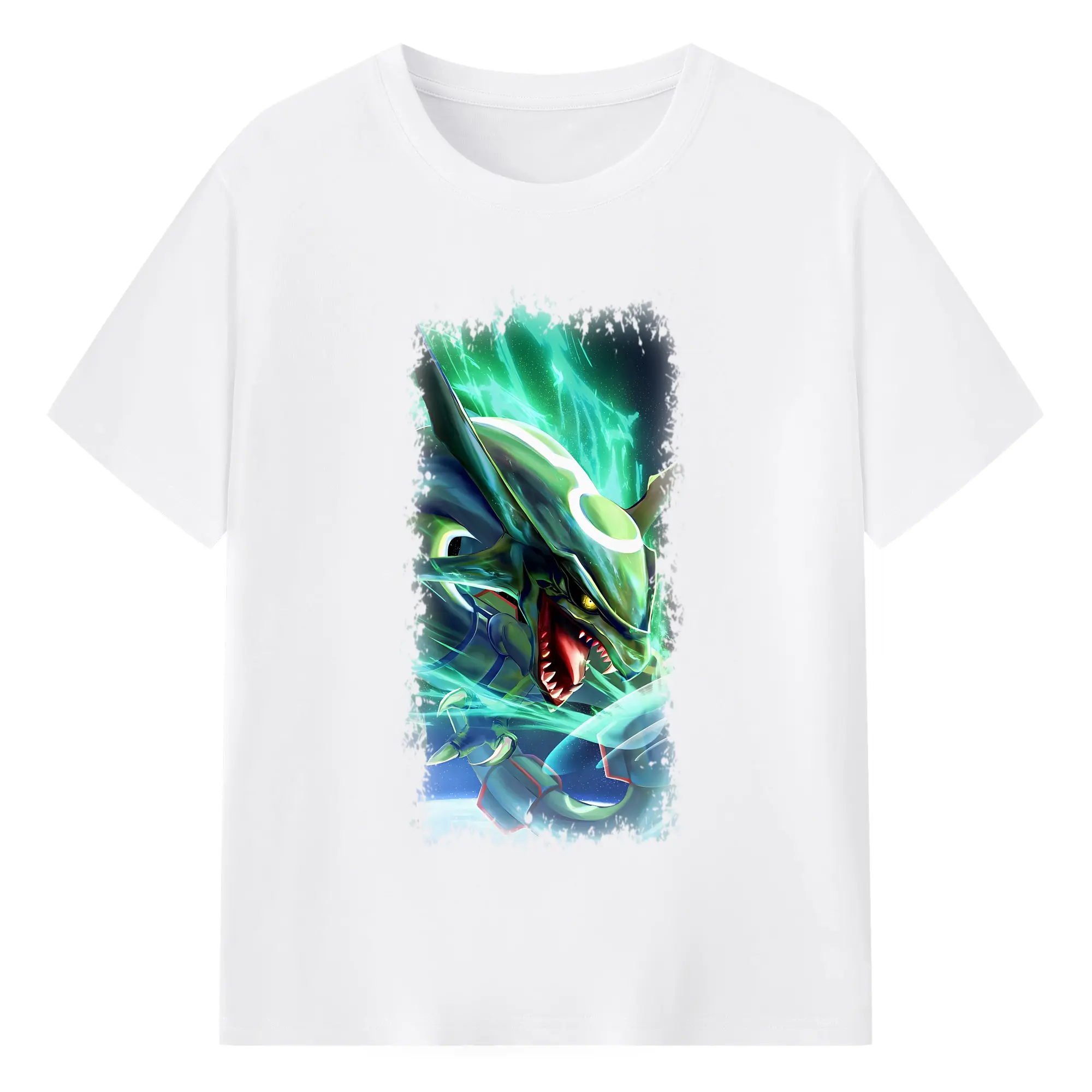 ポケモン グッズ,レックウザ - 綿100％ 半袖Tシャツ ・ フロントプリント ・ 快適 通気性 ・ 日常使い 散歩 スポーツ用