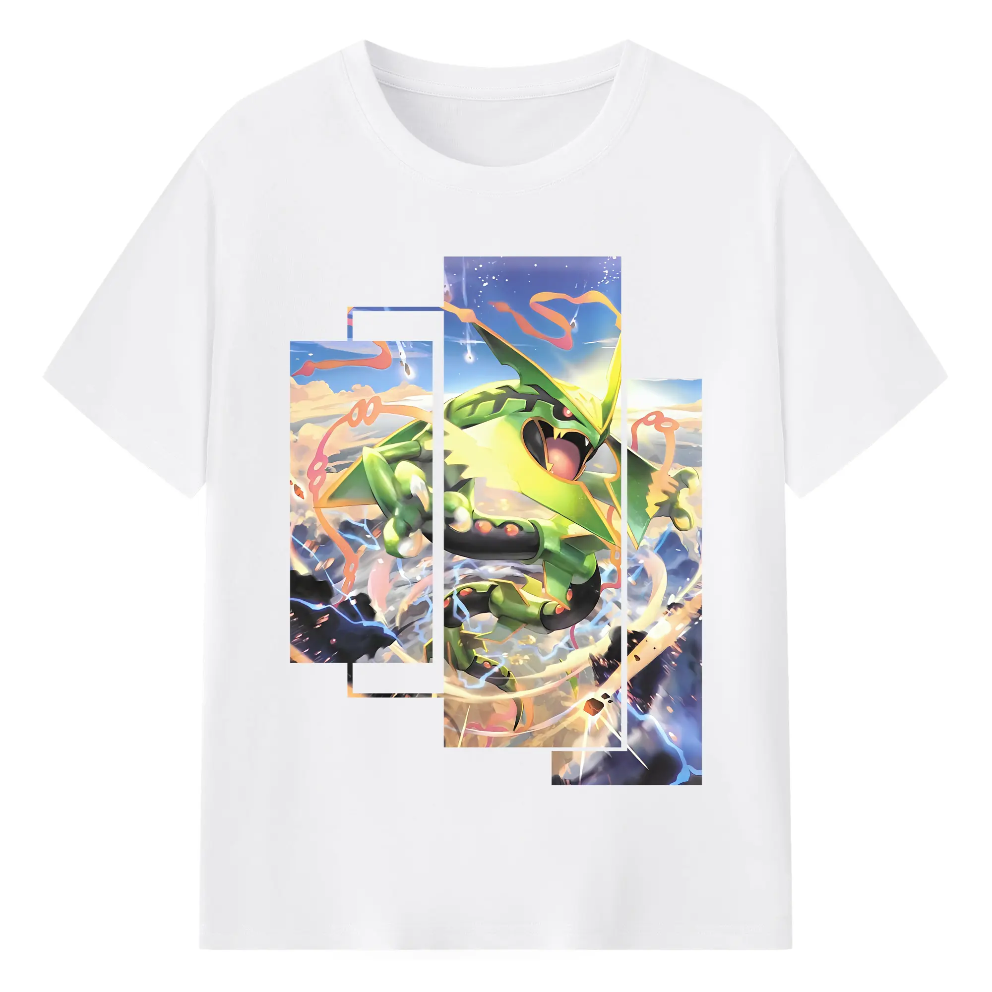 ポケモン グッズ,レックウザ - 綿100％ 半袖Tシャツ ・ フロントプリント ・ 快適 通気性 ・ 日常使い 散歩 スポーツ用