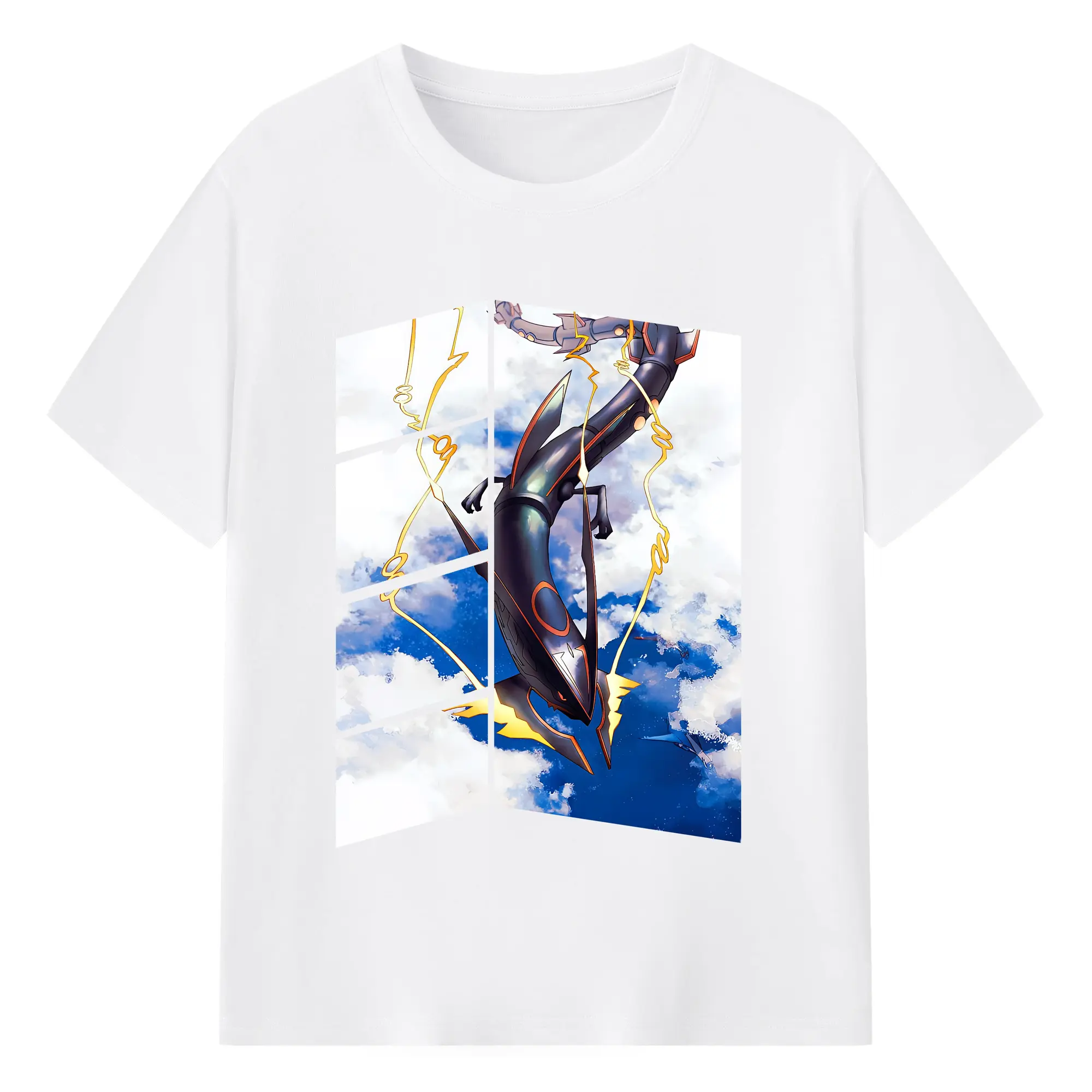 ポケモン グッズ,レックウザ - 綿100％ 半袖Tシャツ ・ フロントプリント ・ 快適 通気性 ・ 日常使い 散歩 スポーツ用