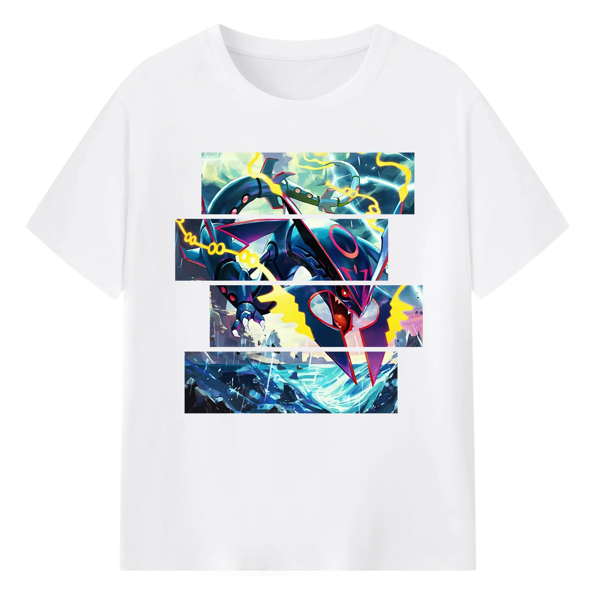 ポケモン グッズ,レックウザ - 綿100％ 半袖Tシャツ ・ フロントプリント ・ 快適 通気性 ・ 日常使い 散歩 スポーツ用