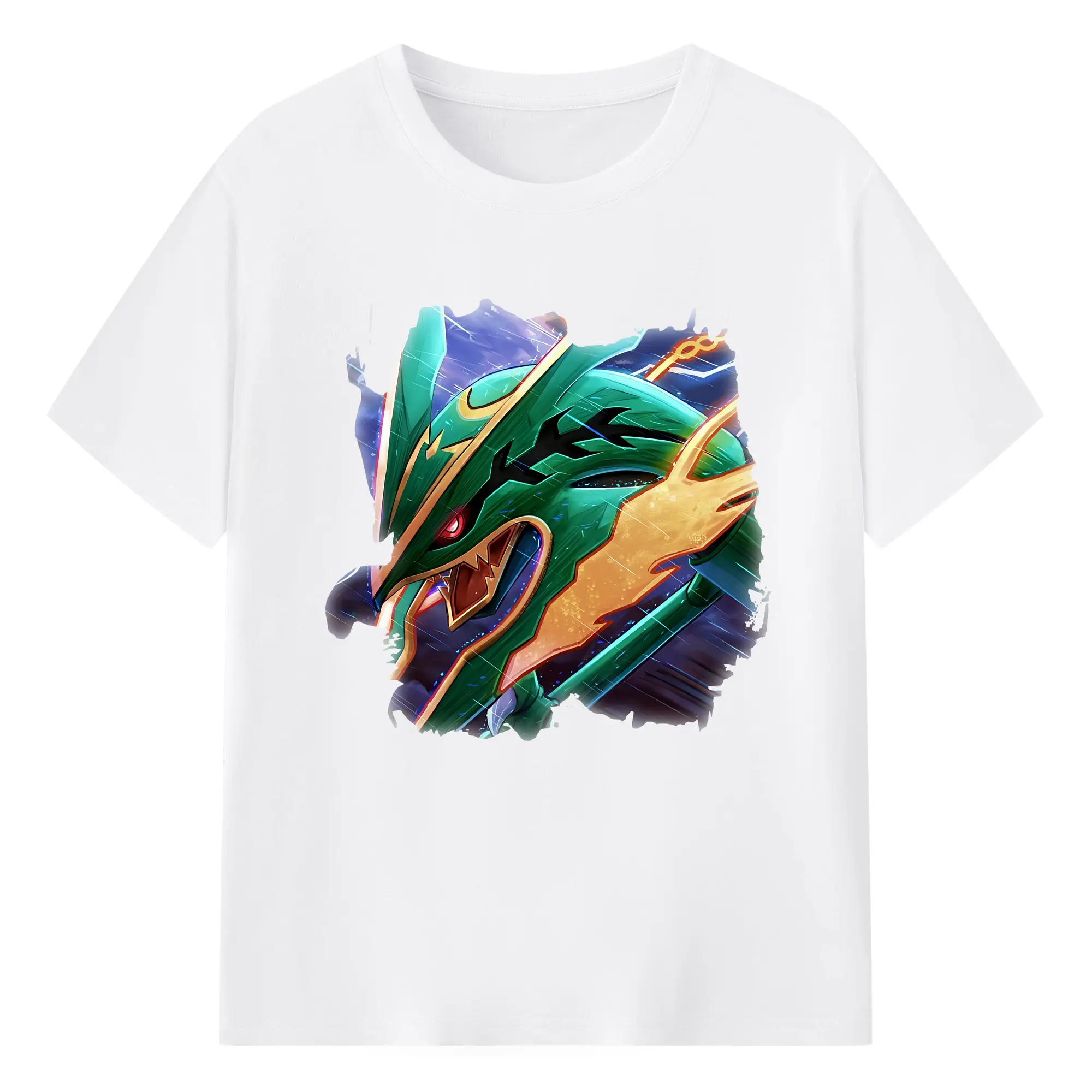 ポケモン グッズ,レックウザ - 綿100％ 半袖Tシャツ ・ フロントプリント ・ 快適 通気性 ・ 日常使い 散歩 スポーツ用