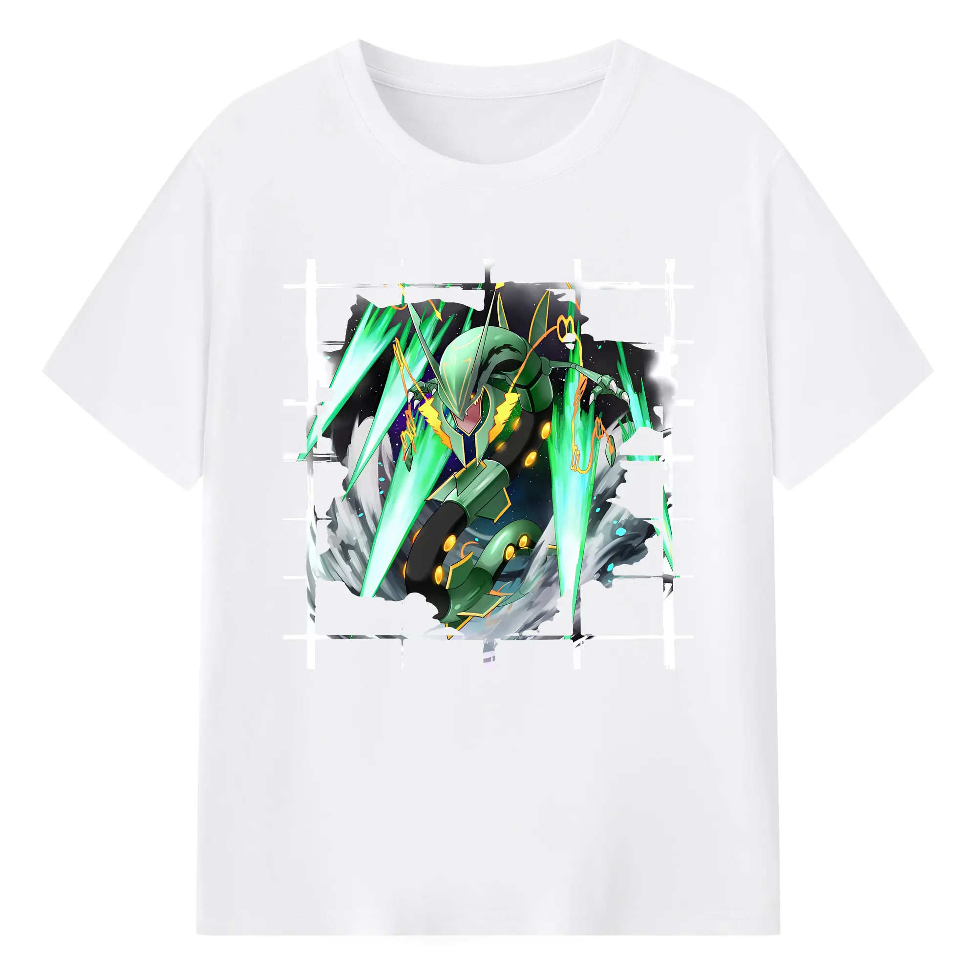 ポケモン グッズ,レックウザ - 綿100％ 半袖Tシャツ ・ フロントプリント ・ 快適 通気性 ・ 日常使い 散歩 スポーツ用