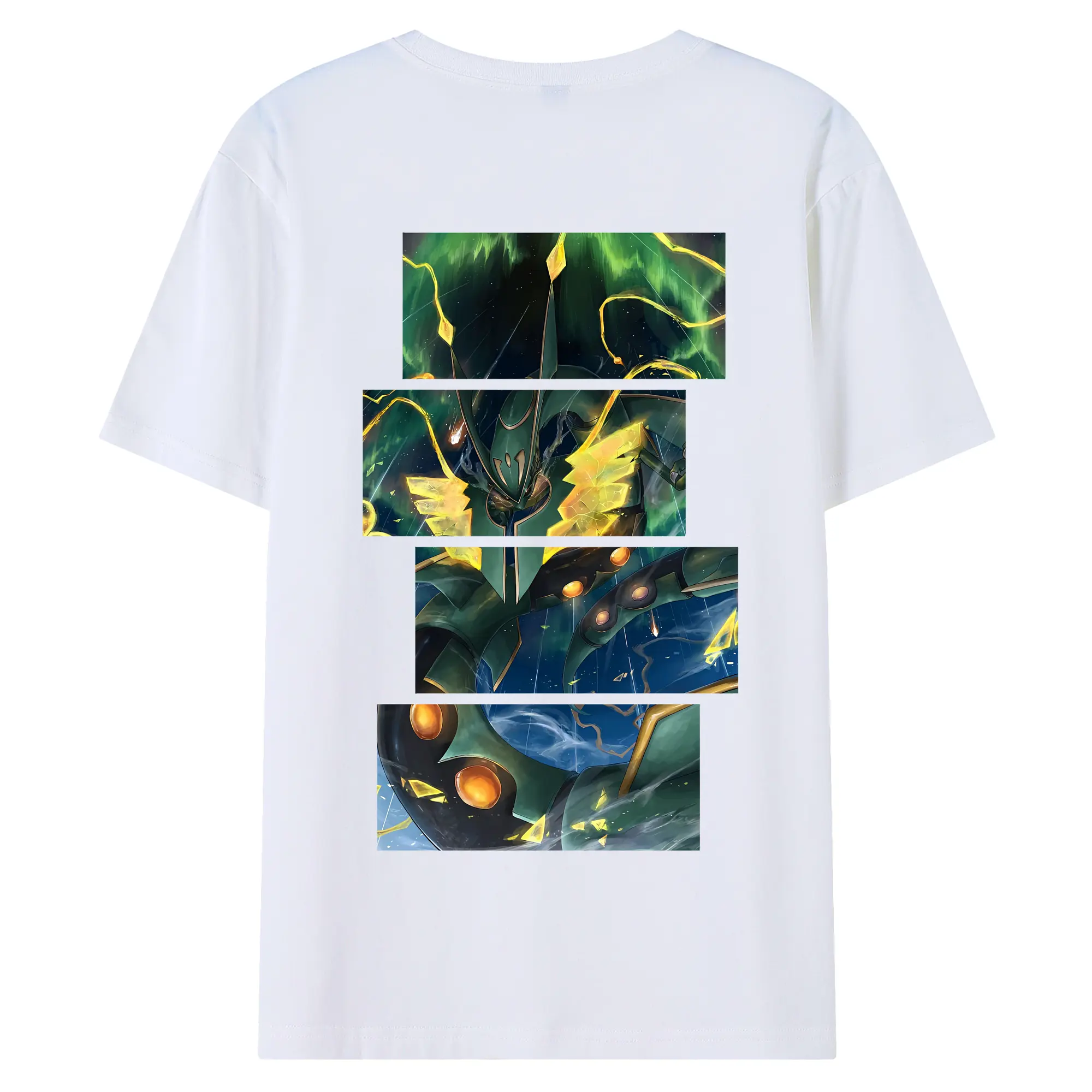 ポケモン グッズ,レックウザ - 綿100％ 半袖Tシャツ ・ バックプリント ・ 快適 通気性 ・ 日常使い 散歩 スポーツ用